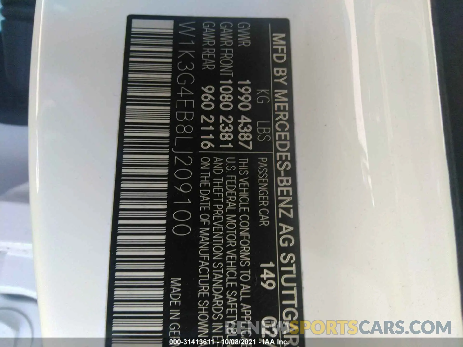9 fotografías del automóvil dañado W1K3G4EB8LJ209100 MERCEDES-BENZ A-CLASS 2020