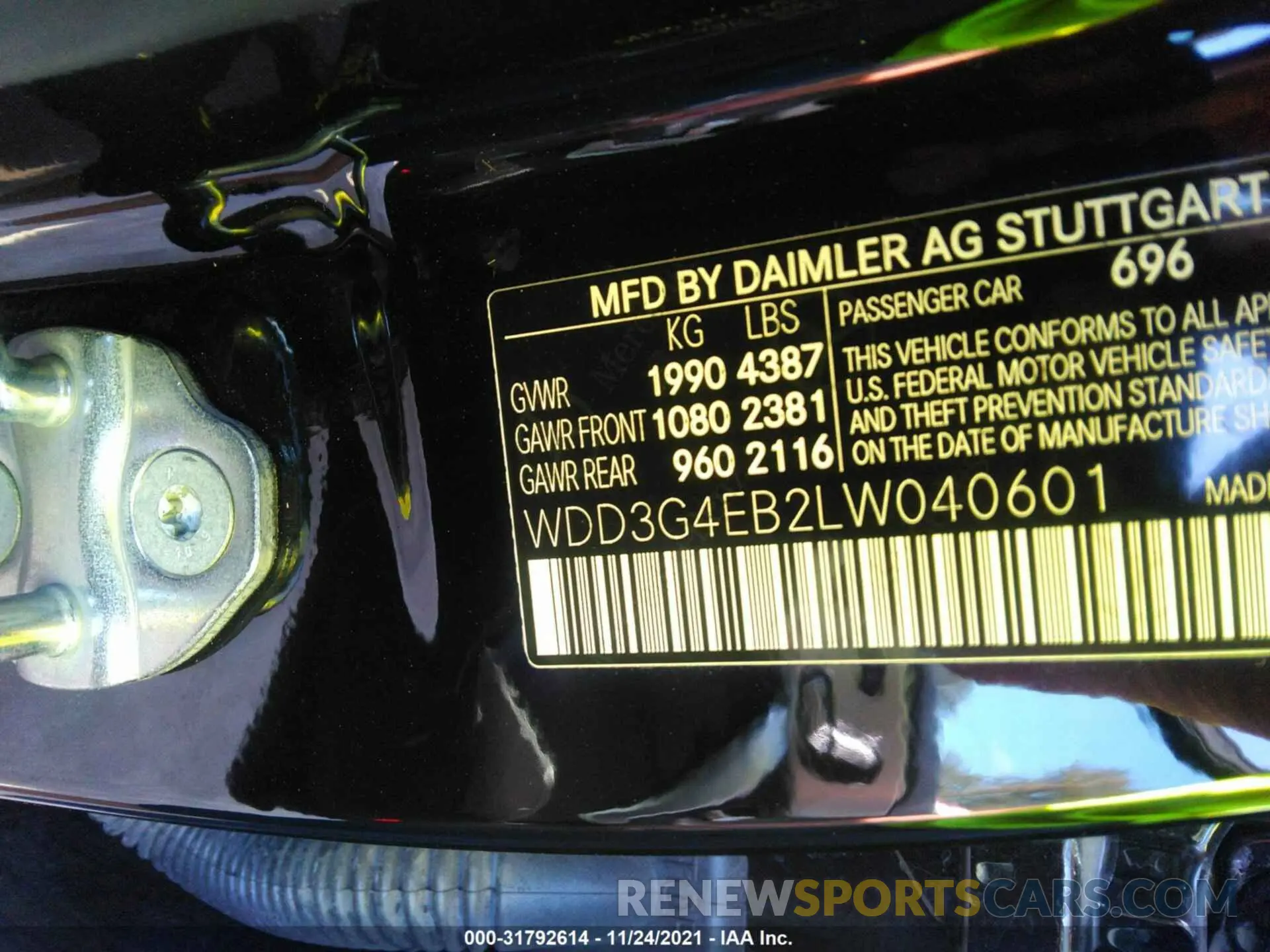 9 fotografías del automóvil dañado WDD3G4EB2LW040601 MERCEDES-BENZ A-CLASS 2020