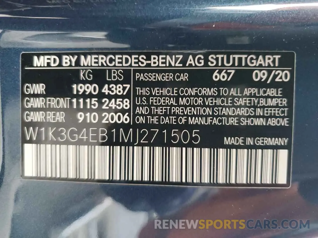 12 fotografías del automóvil dañado W1K3G4EB1MJ271505 MERCEDES-BENZ A-CLASS 2021