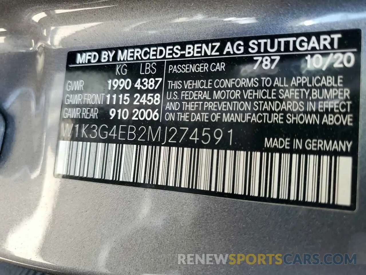 13 fotografías del automóvil dañado W1K3G4EB2MJ274591 MERCEDES-BENZ A-CLASS 2021