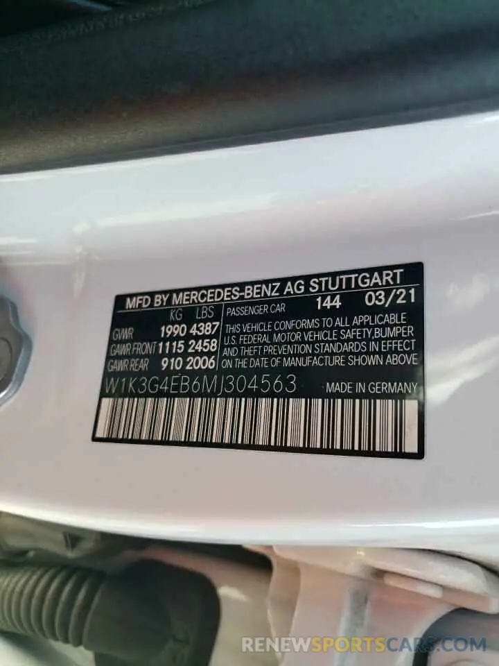 12 fotografías del automóvil dañado W1K3G4EB6MJ304563 MERCEDES-BENZ A-CLASS 2021