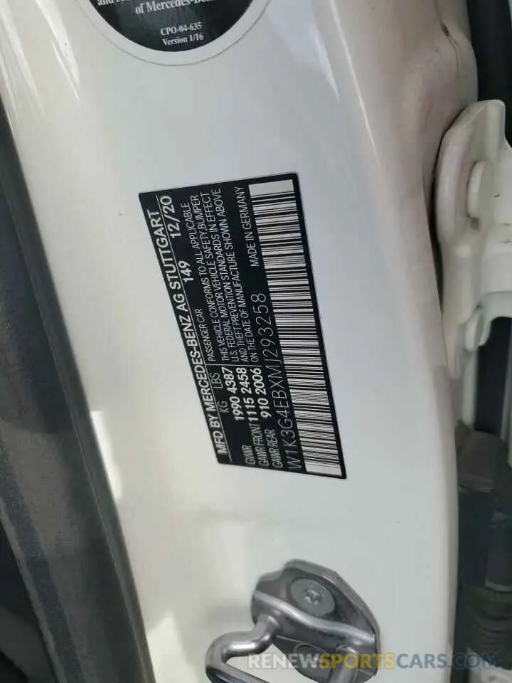 12 fotografías del automóvil dañado W1K3G4EBXMJ293258 MERCEDES-BENZ A-CLASS 2021