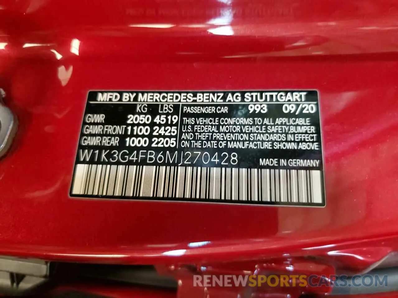 12 fotografías del automóvil dañado W1K3G4FB6MJ270428 MERCEDES-BENZ A-CLASS 2021