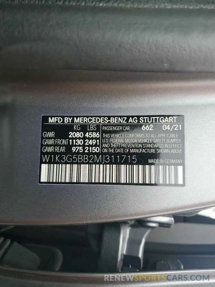 12 fotografías del automóvil dañado W1K3G5BB2MJ311715 MERCEDES-BENZ A-CLASS 2021