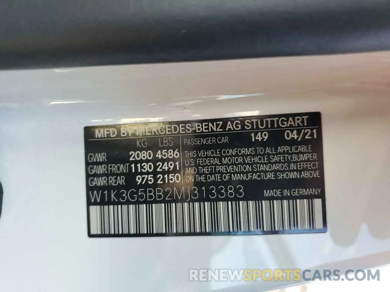 12 fotografías del automóvil dañado W1K3G5BB2MJ313383 MERCEDES-BENZ A-CLASS 2021