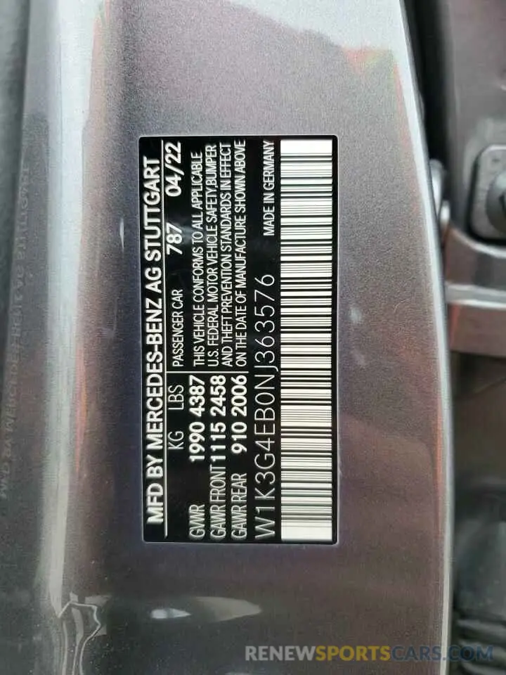 12 fotografías del automóvil dañado W1K3G4EB0NJ363576 MERCEDES-BENZ A-CLASS 2022