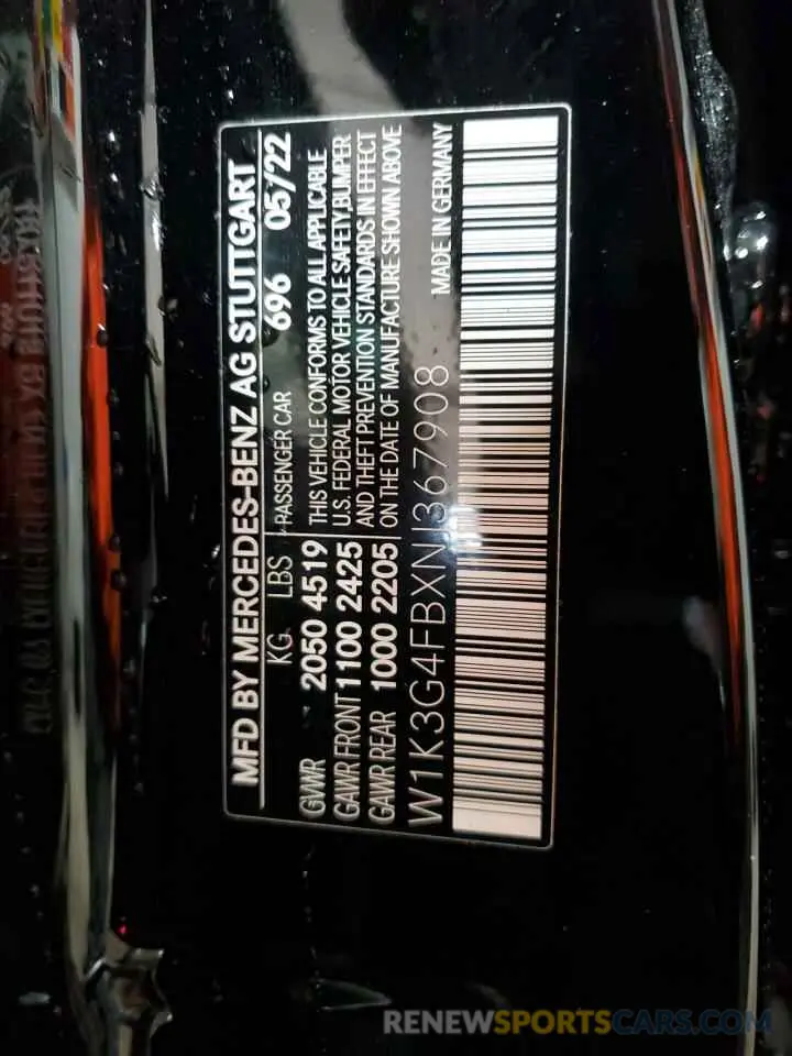 12 fotografías del automóvil dañado W1K3G4FBXNJ367908 MERCEDES-BENZ A-CLASS 2022
