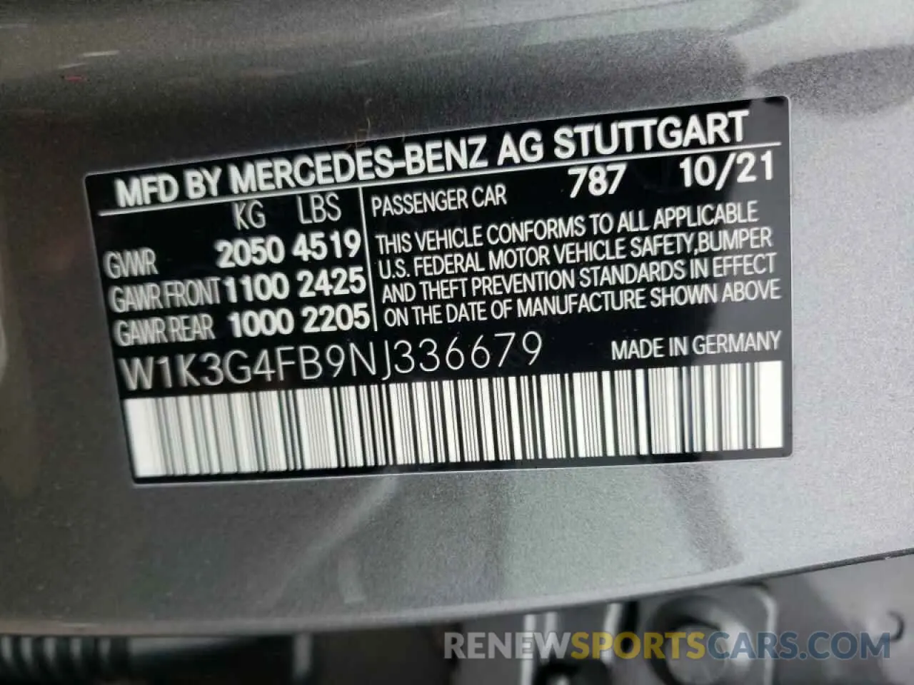 10 fotografías del automóvil dañado W1K3G4FB9NJ336679 MERCEDES-BENZ ALL OTHER 2022