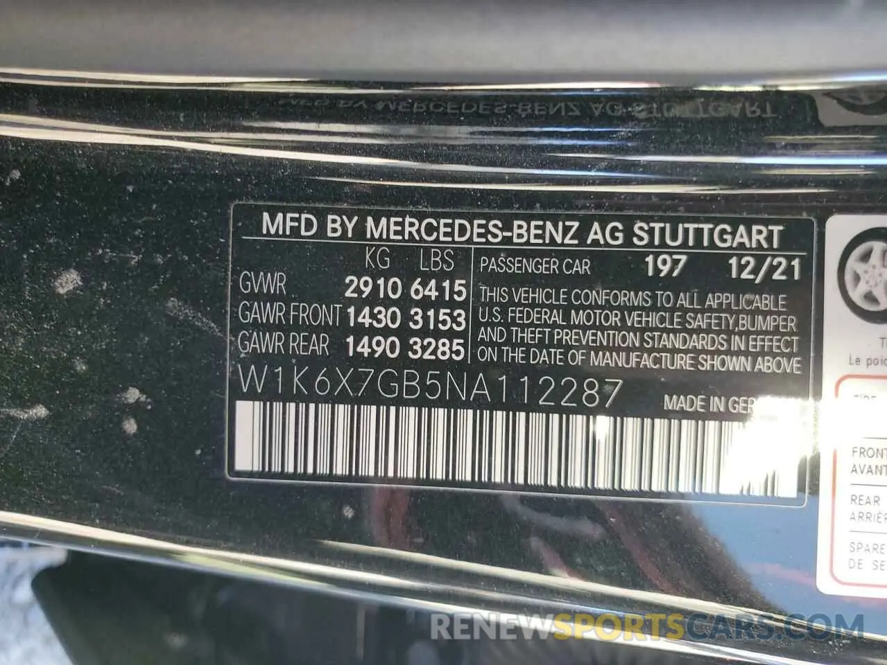 13 fotografías del automóvil dañado W1K6X7GB5NA112287 MERCEDES-BENZ ALL OTHER 2022