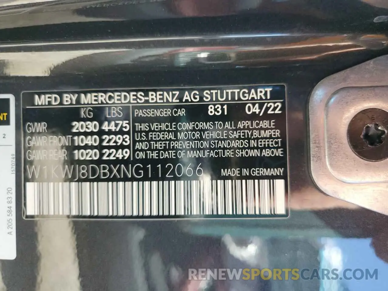14 fotografías del automóvil dañado W1KWJ8DBXNG112066 MERCEDES-BENZ ALL OTHER 2022