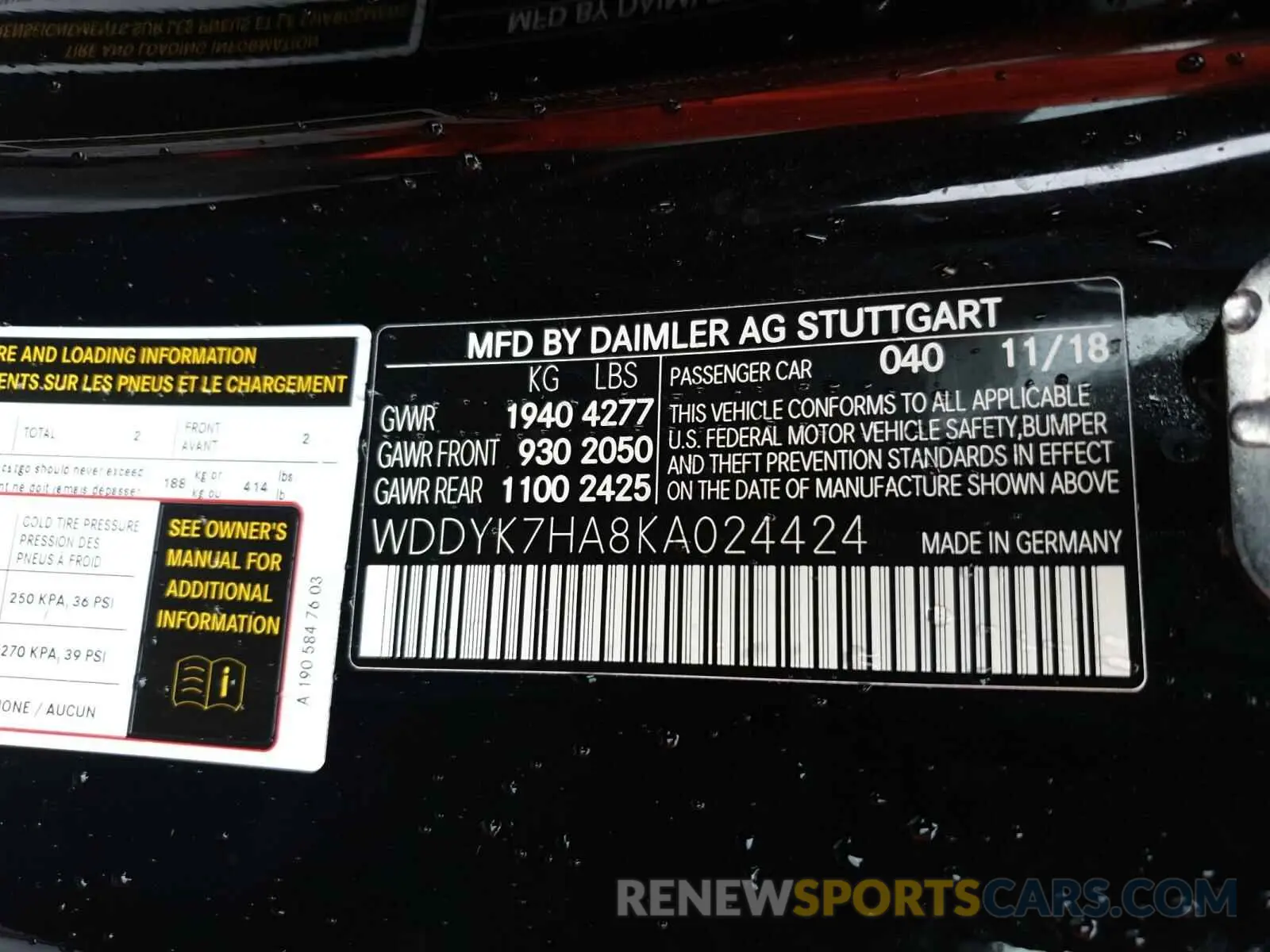 10 fotografías del automóvil dañado WDDYK7HA8KA024424 MERCEDES-BENZ AMG 2019