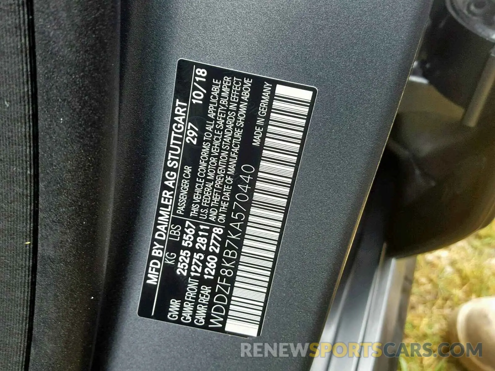 10 fotografías del automóvil dañado WDDZF8KB7KA570440 MERCEDES-BENZ AMG 2019