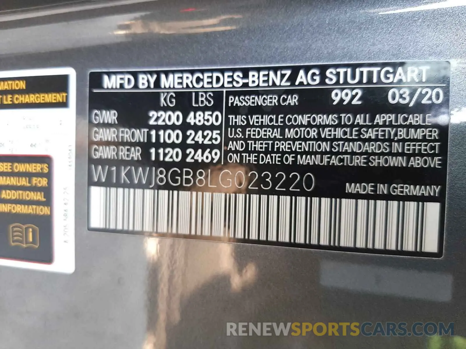 10 fotografías del automóvil dañado W1KWJ8GB8LG023220 MERCEDES-BENZ AMG 2020