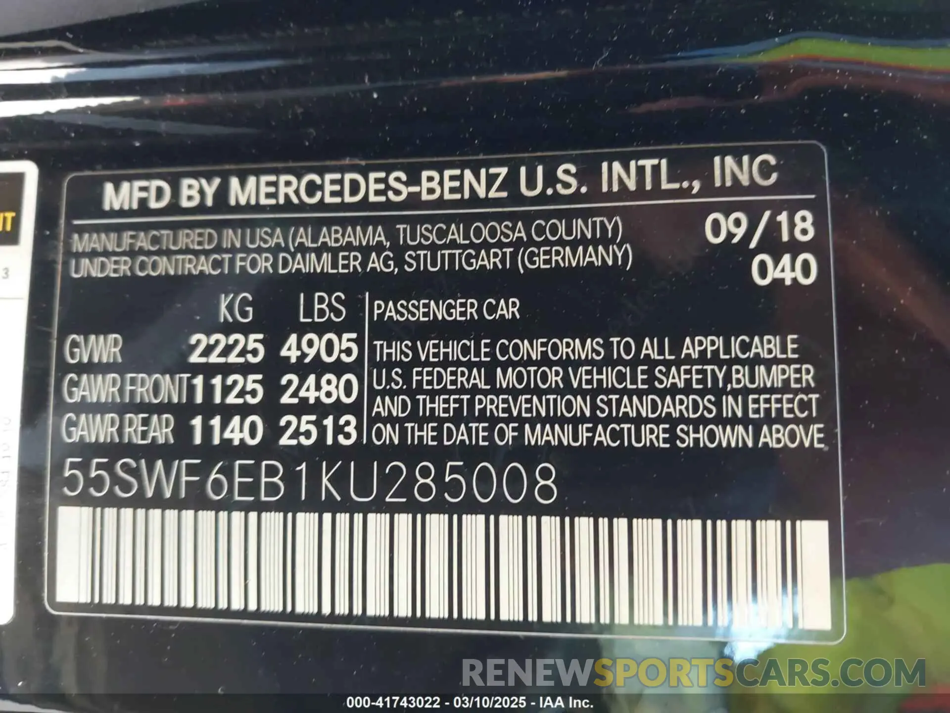 9 fotografías del automóvil dañado 55SWF6EB1KU285008 MERCEDES-BENZ AMG C 43 2019