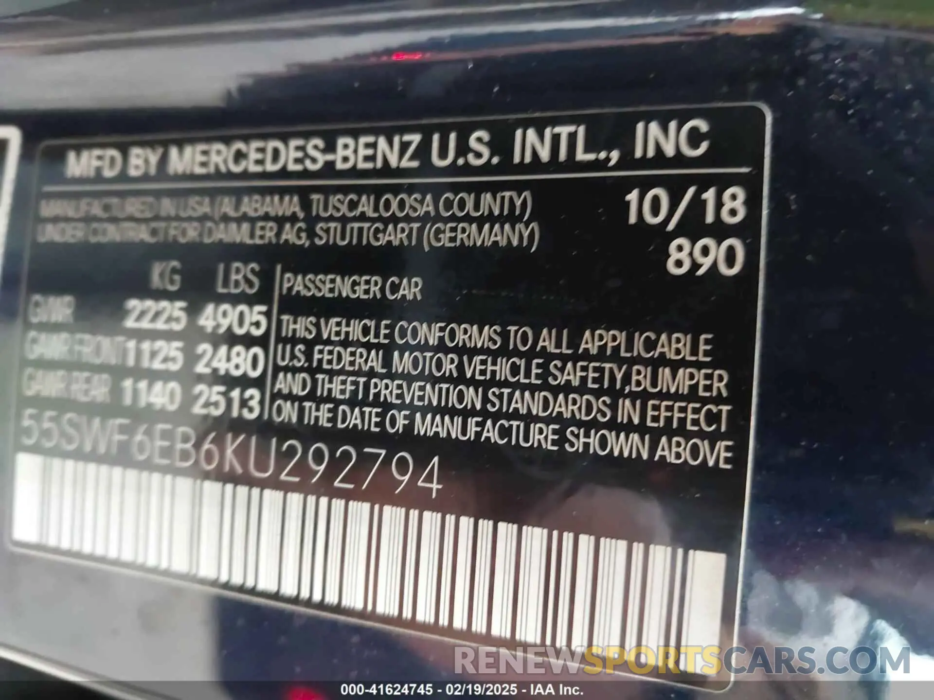 9 fotografías del automóvil dañado 55SWF6EB6KU292794 MERCEDES-BENZ AMG C 43 2019