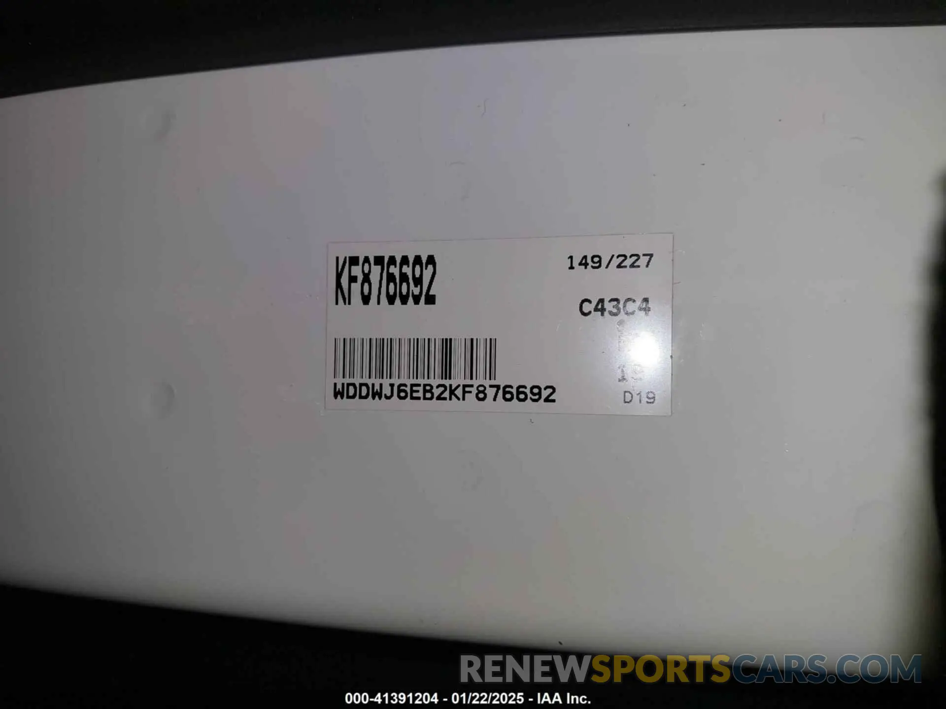 9 fotografías del automóvil dañado WDDWJ6EB2KF876692 MERCEDES-BENZ AMG C 43 2019