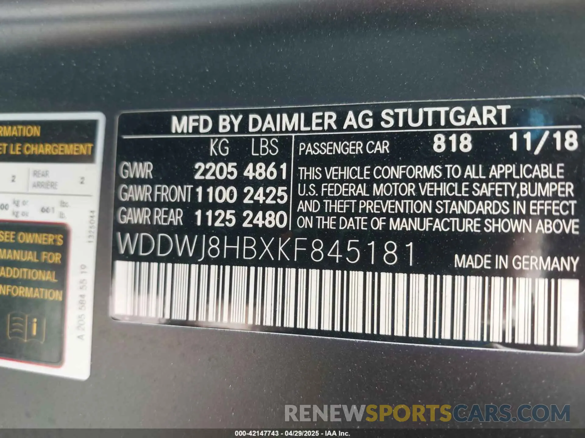 9 fotografías del automóvil dañado WDDWJ8HBXKF845181 MERCEDES-BENZ AMG C 63 2019