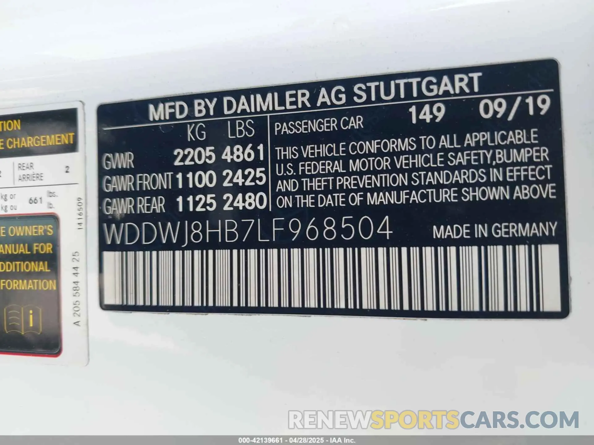 9 fotografías del automóvil dañado WDDWJ8HB7LF968504 MERCEDES-BENZ AMG C 63 2020