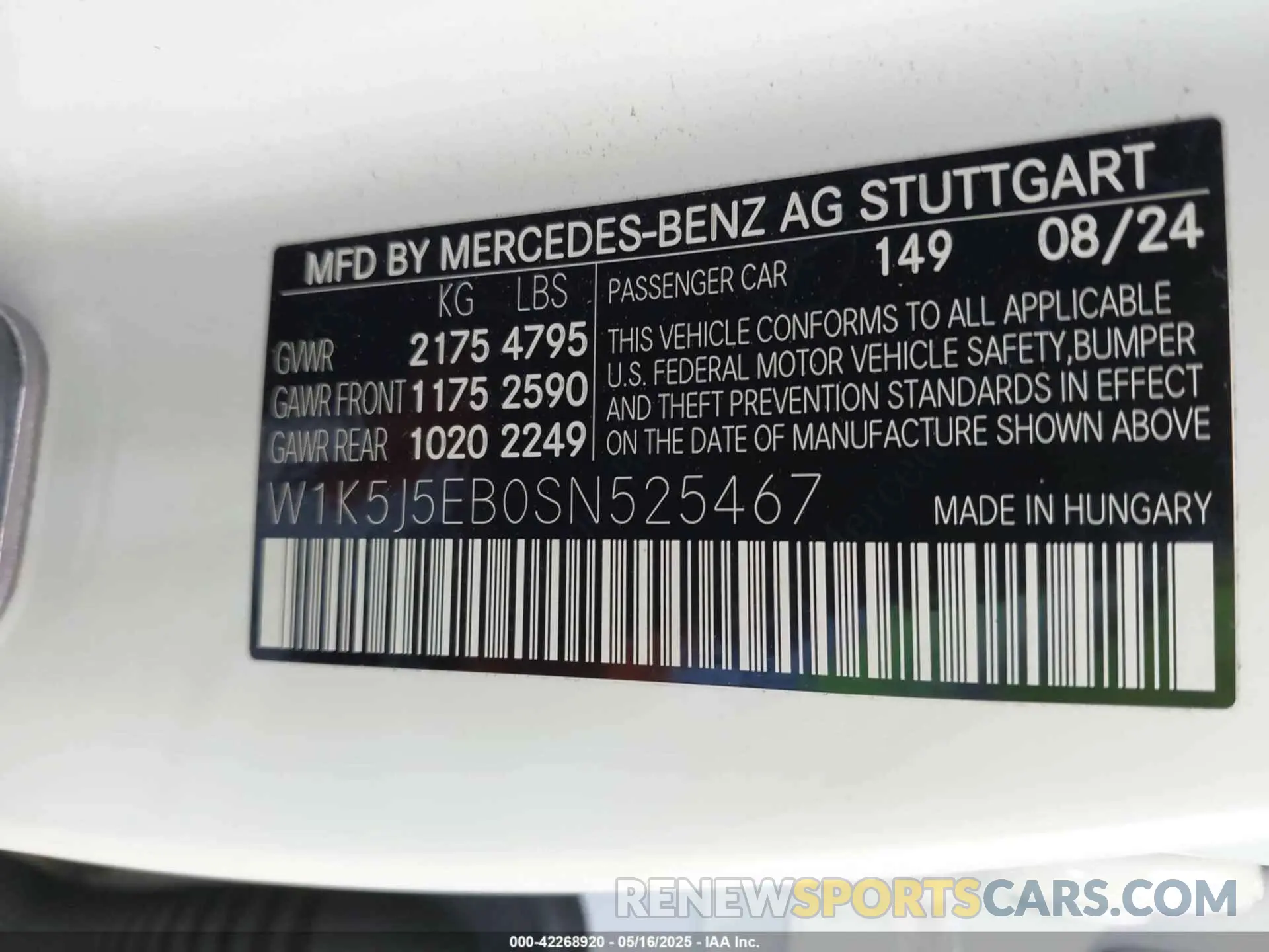 9 fotografías del automóvil dañado W1K5J5EB0SN525467 MERCEDES-BENZ AMG CLA 45 2025