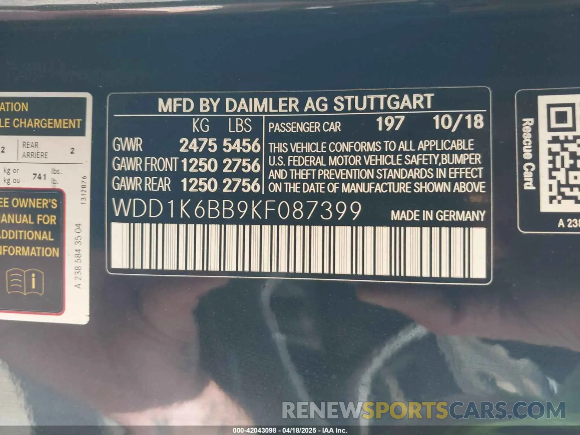 9 fotografías del automóvil dañado WDD1K6BB9KF087399 MERCEDES-BENZ AMG E 53 2019
