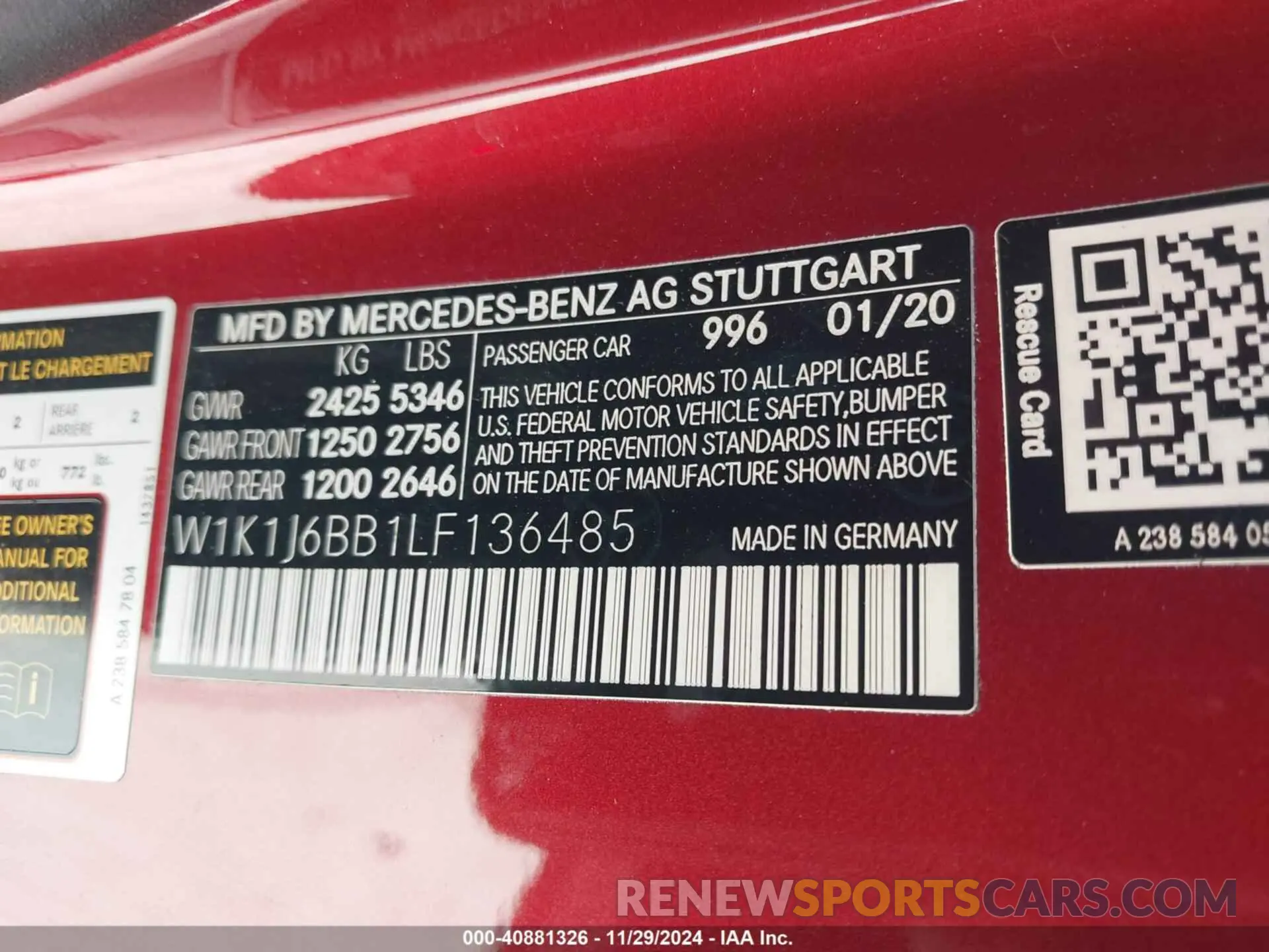 9 fotografías del automóvil dañado W1K1J6BB1LF136485 MERCEDES-BENZ AMG E 53 2020