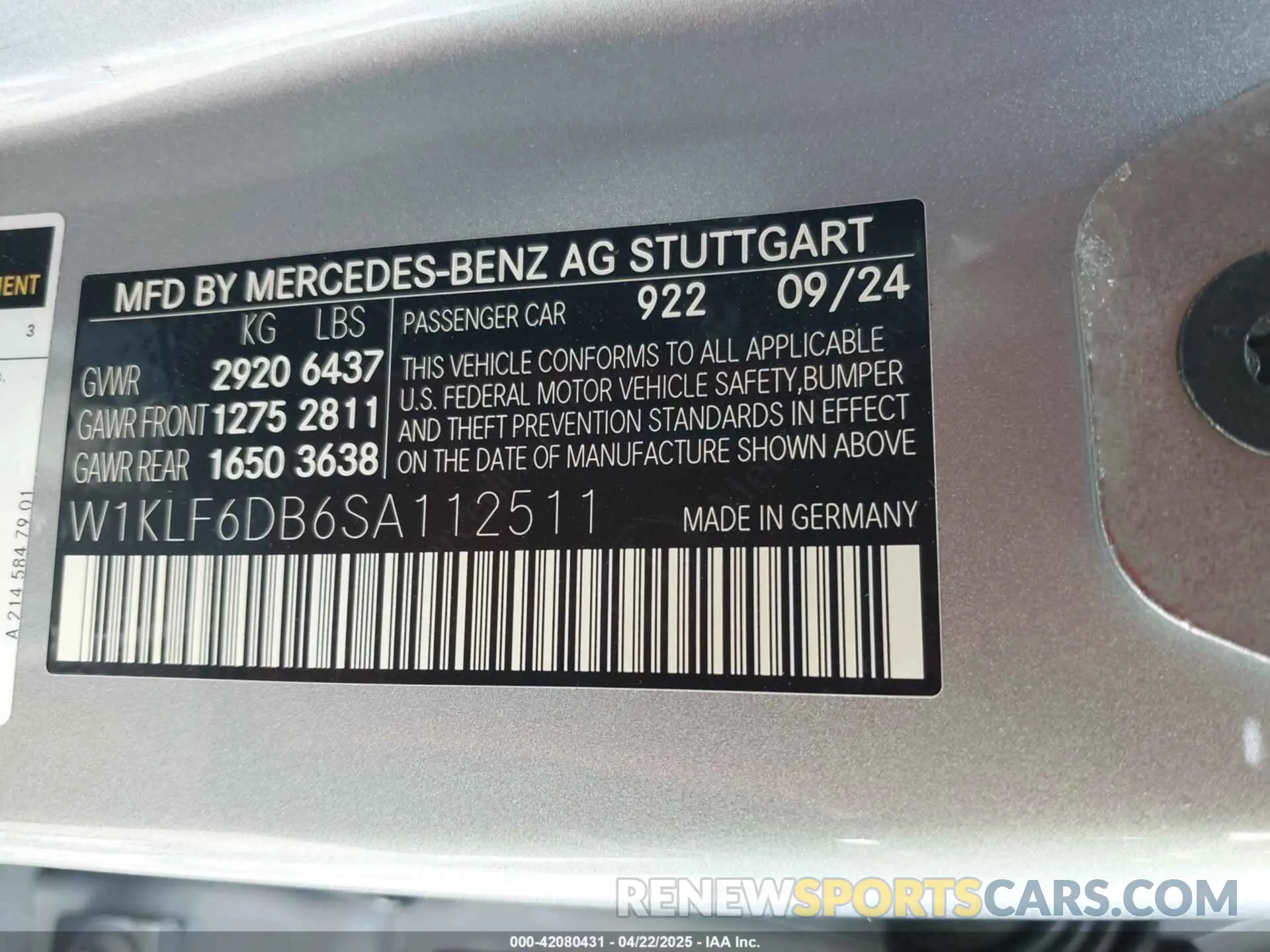 9 fotografías del automóvil dañado W1KLF6DB6SA112511 MERCEDES-BENZ AMG E 53 E 2025