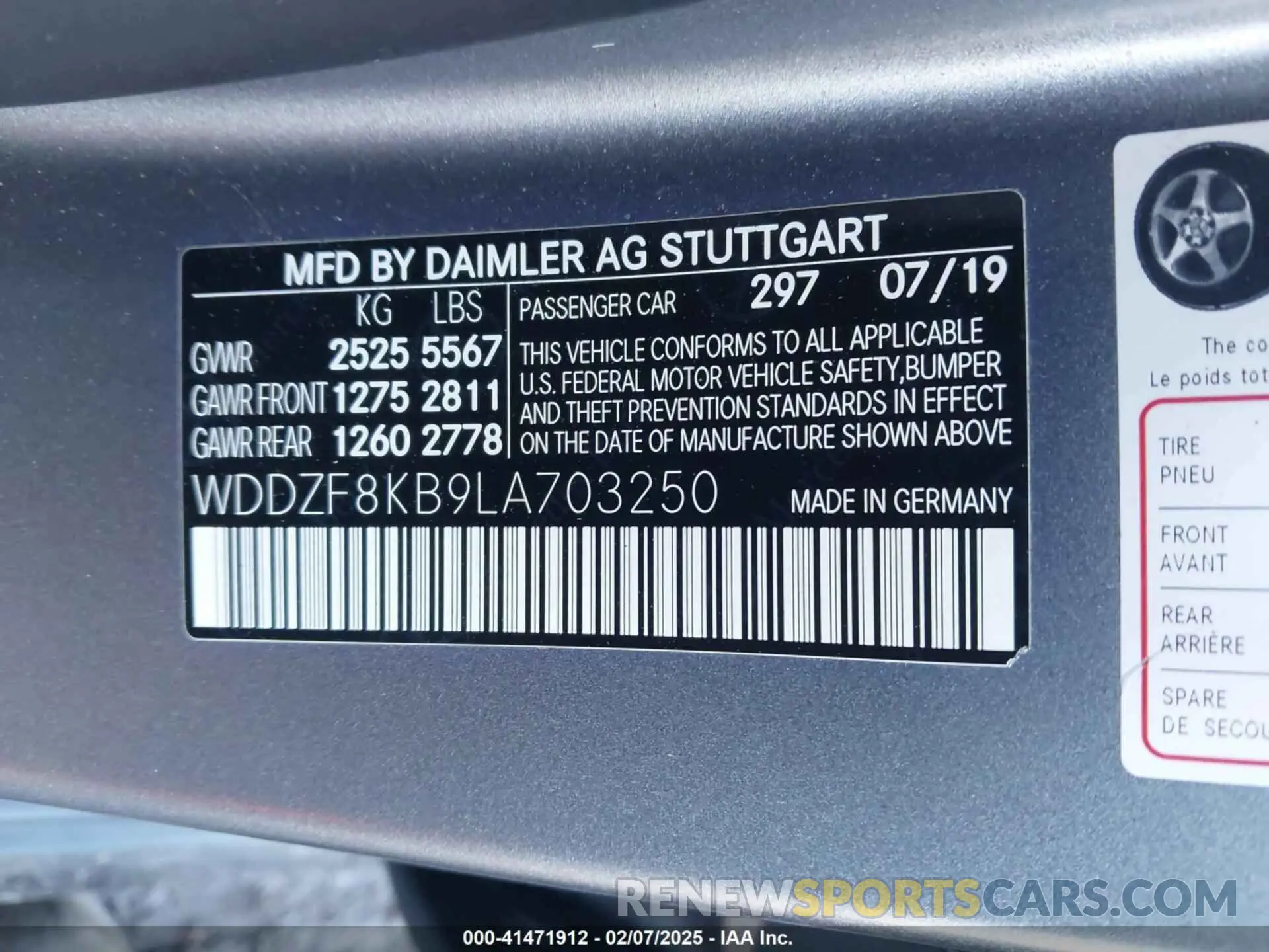 9 fotografías del automóvil dañado WDDZF8KB9LA703250 MERCEDES-BENZ AMG E 63 2020