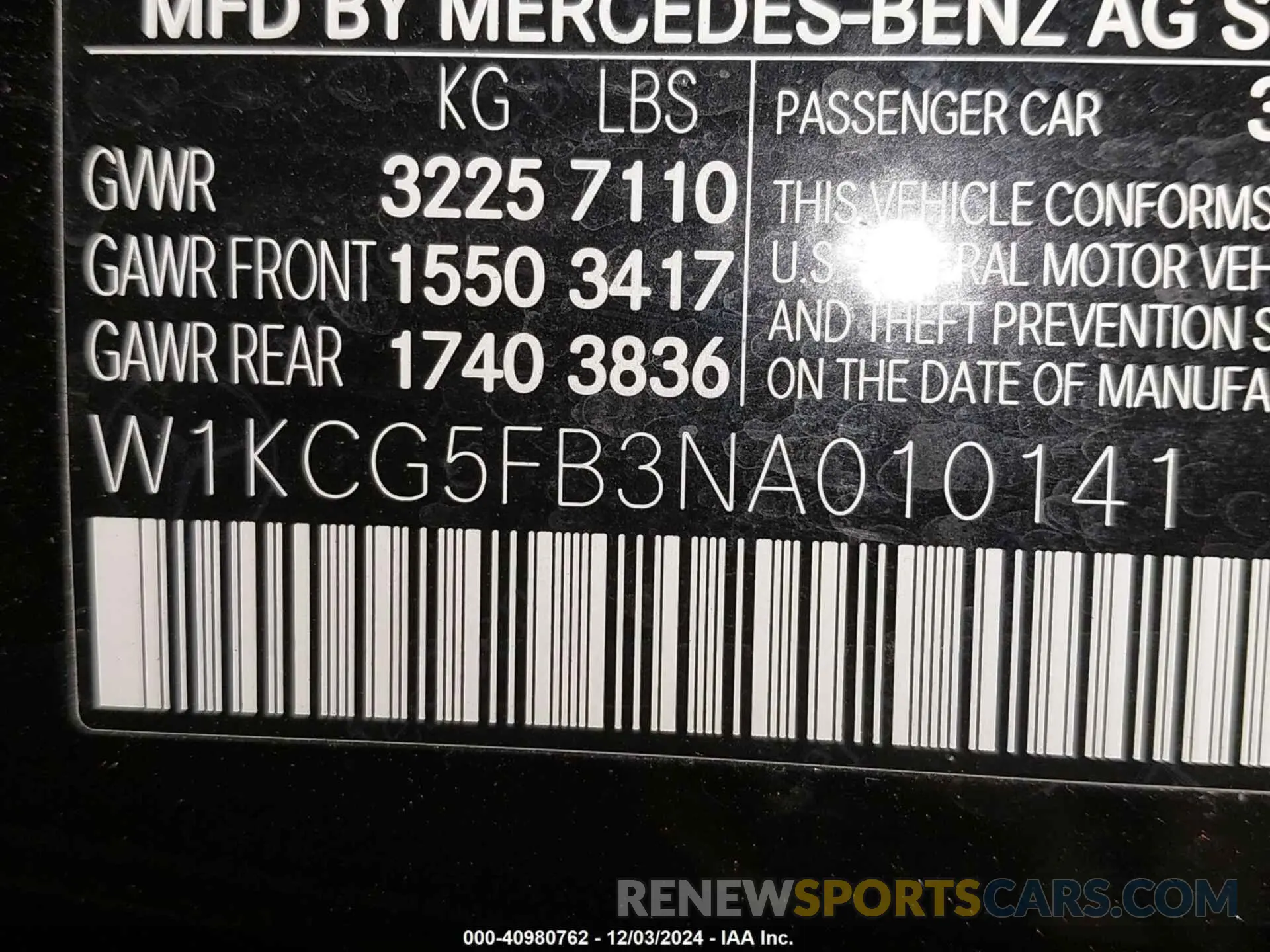 9 fotografías del automóvil dañado W1KCG5FB3NA010141 MERCEDES-BENZ AMG EQS 2022