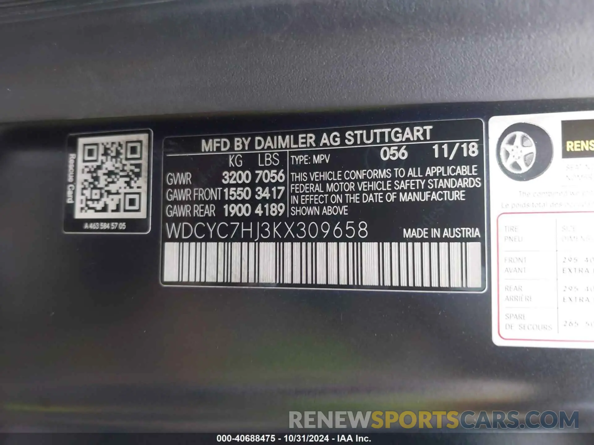 9 fotografías del automóvil dañado WDCYC7HJ3KX309658 MERCEDES-BENZ AMG G 63 2019