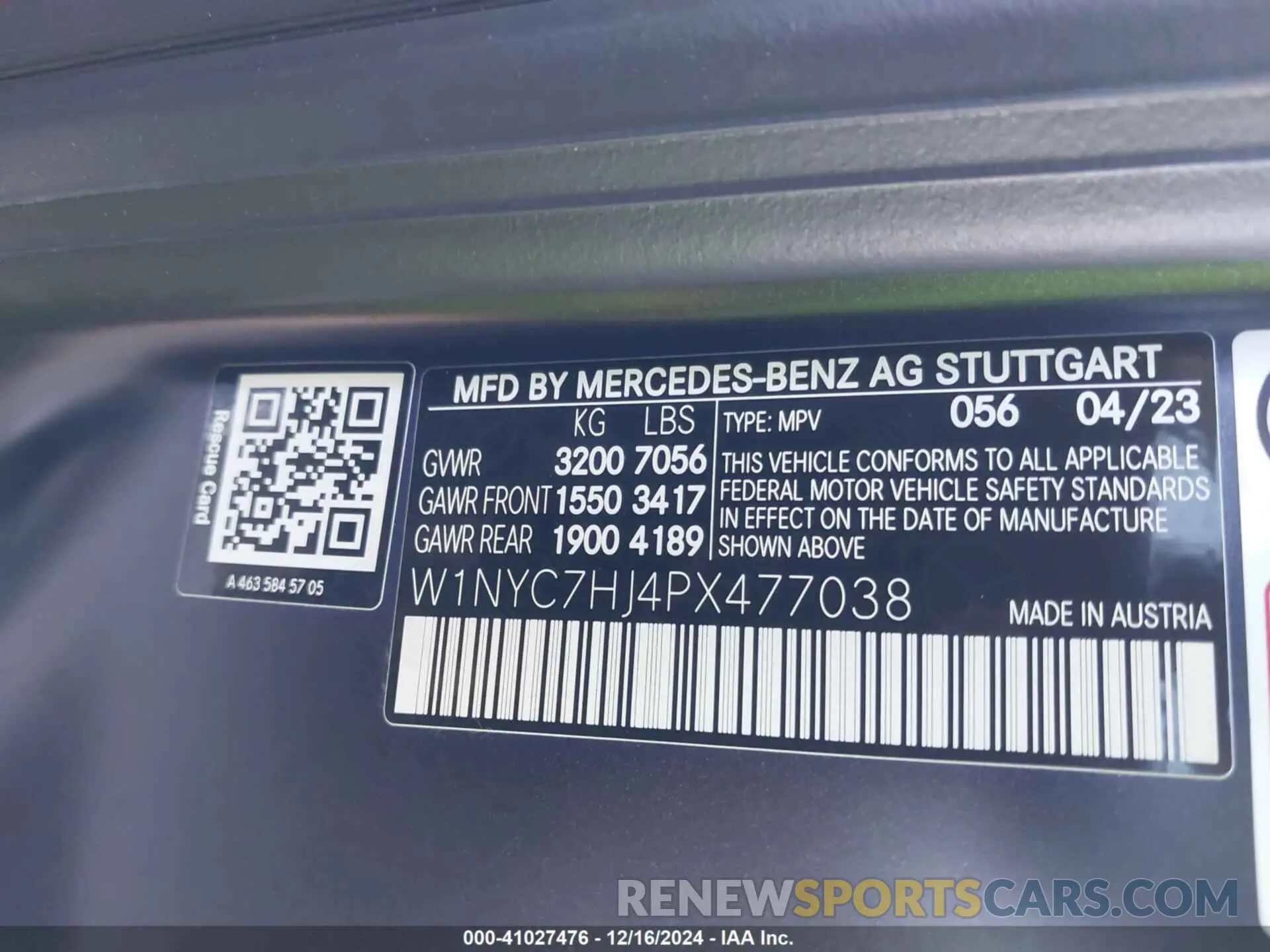 9 fotografías del automóvil dañado W1NYC7HJ4PX477038 MERCEDES-BENZ AMG G 63 2023