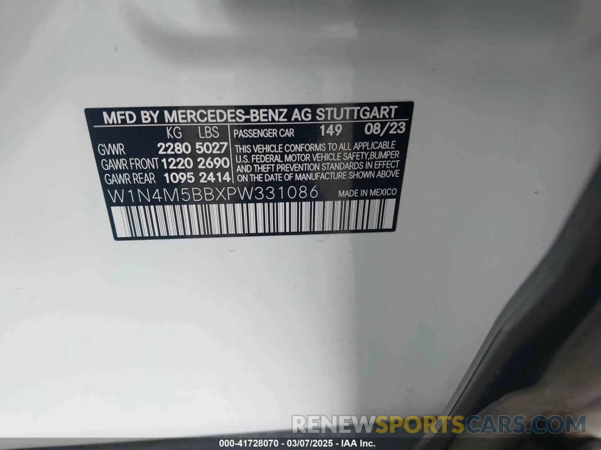 9 fotografías del automóvil dañado W1N4M5BBXPW331086 MERCEDES-BENZ AMG GLB 35 2023