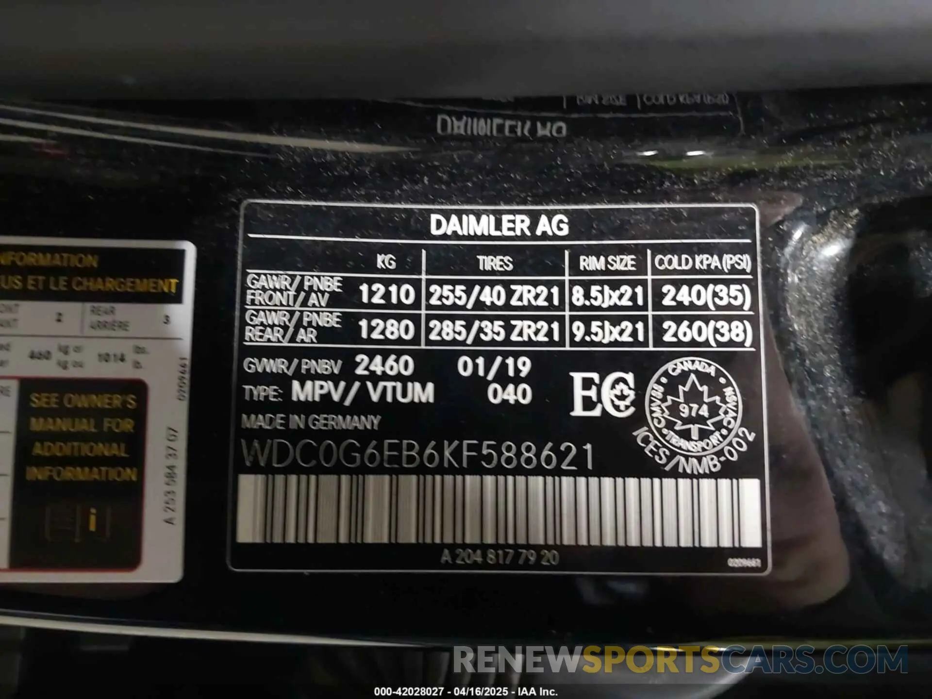 9 fotografías del automóvil dañado WDC0G6EB6KF588621 MERCEDES-BENZ AMG GLC 43 2019