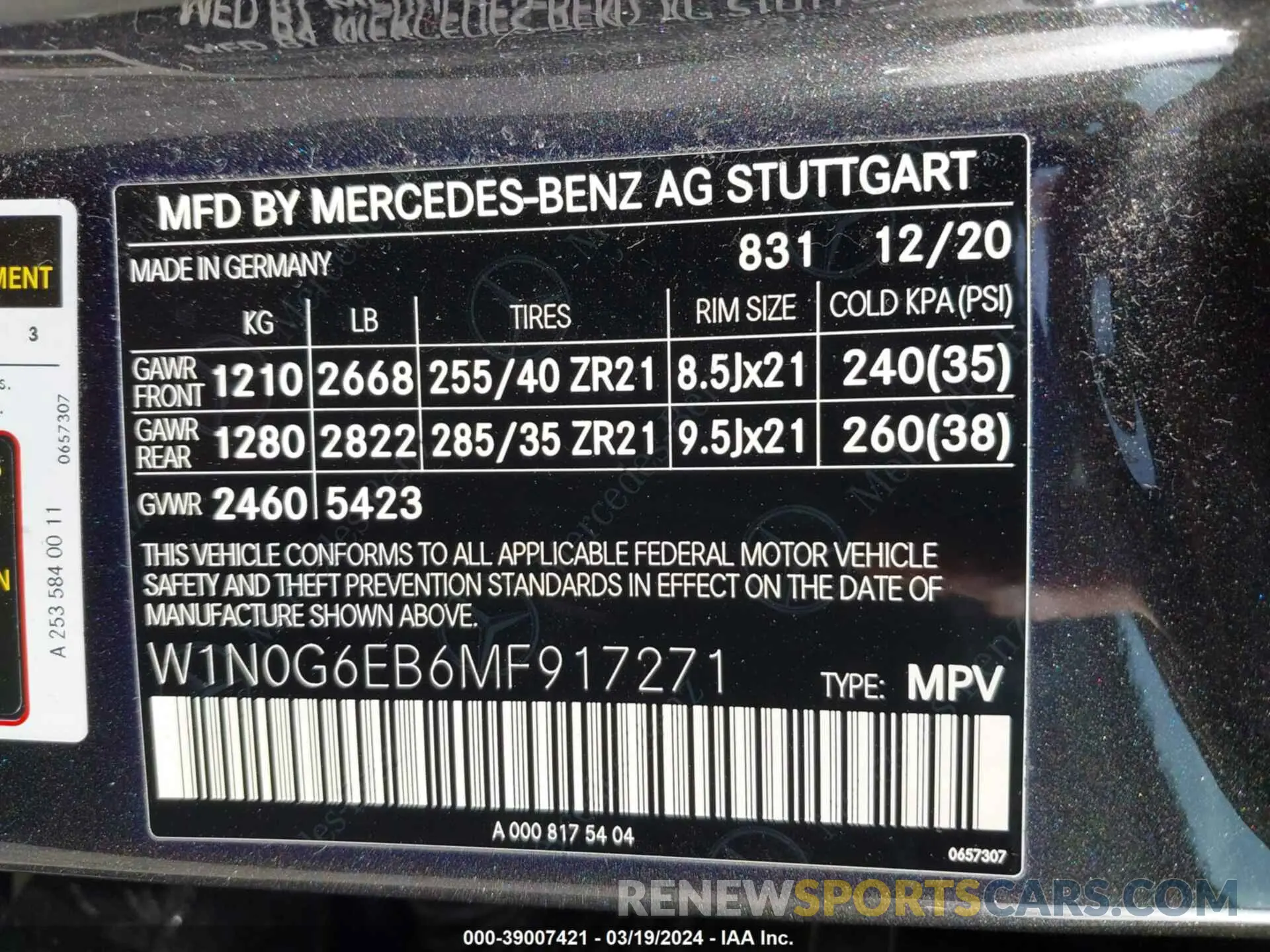 9 fotografías del automóvil dañado W1N0G6EB6MF917271 MERCEDES-BENZ AMG GLC 43 2021