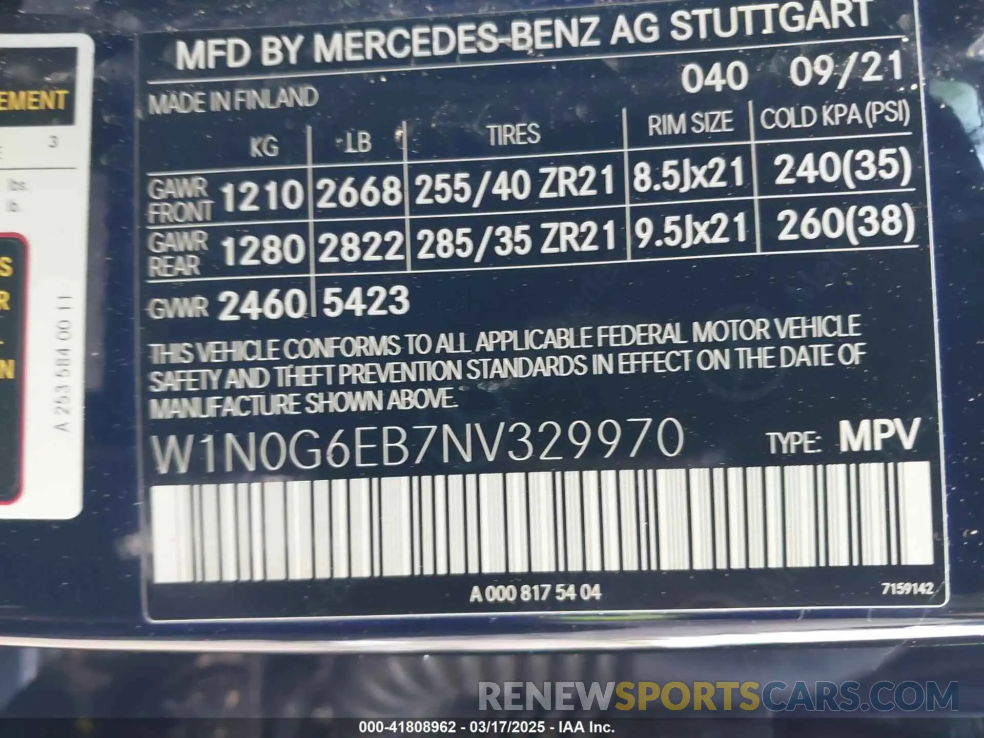 9 fotografías del automóvil dañado W1N0G6EB7NV329970 MERCEDES-BENZ AMG GLC 43 2022
