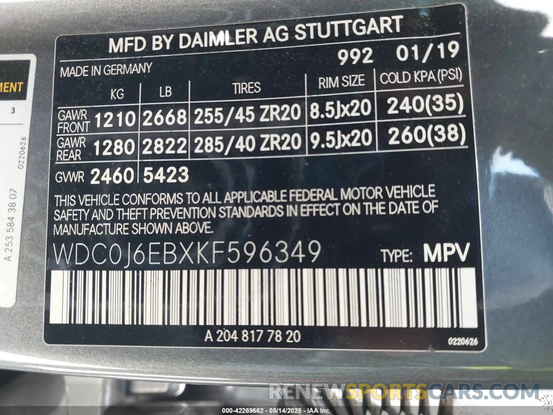 9 fotografías del automóvil dañado WDC0J6EBXKF596349 MERCEDES-BENZ AMG GLC 43 COUPE 2019