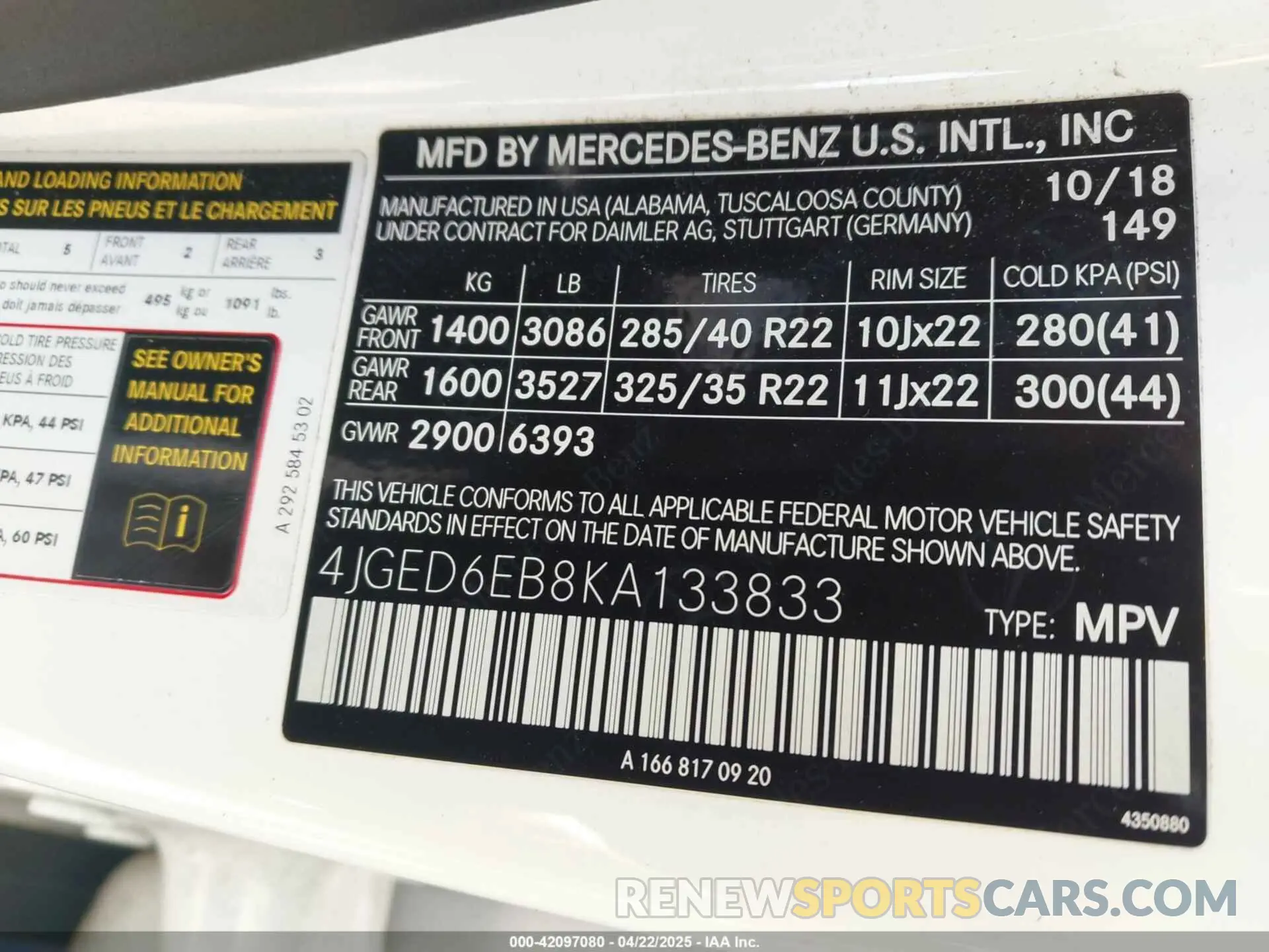 9 fotografías del automóvil dañado 4JGED6EB8KA133833 MERCEDES-BENZ AMG GLE 43 COUPE 2019