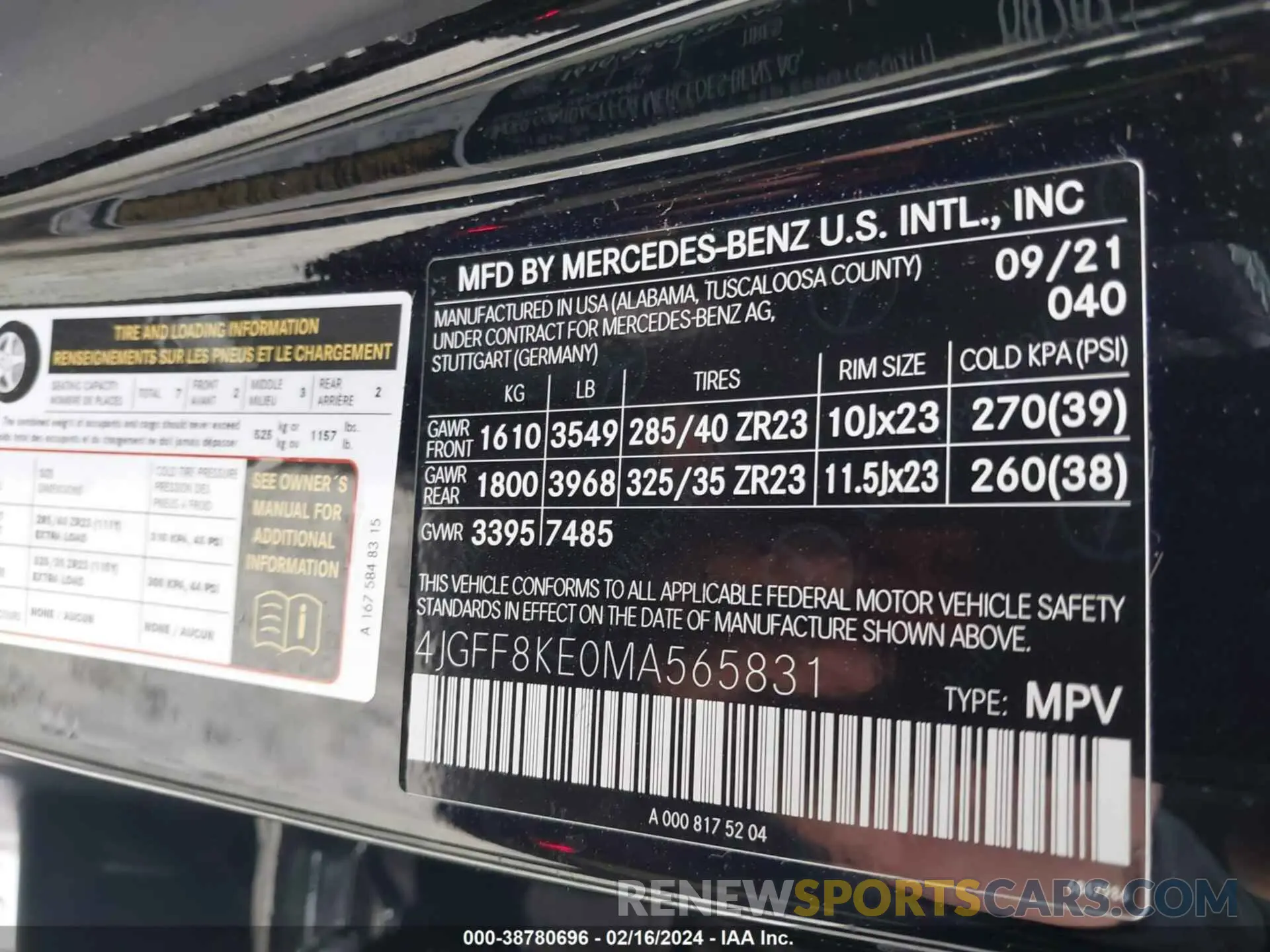9 fotografías del automóvil dañado 4JGFF8KE0MA565831 MERCEDES-BENZ AMG GLS 63 2021