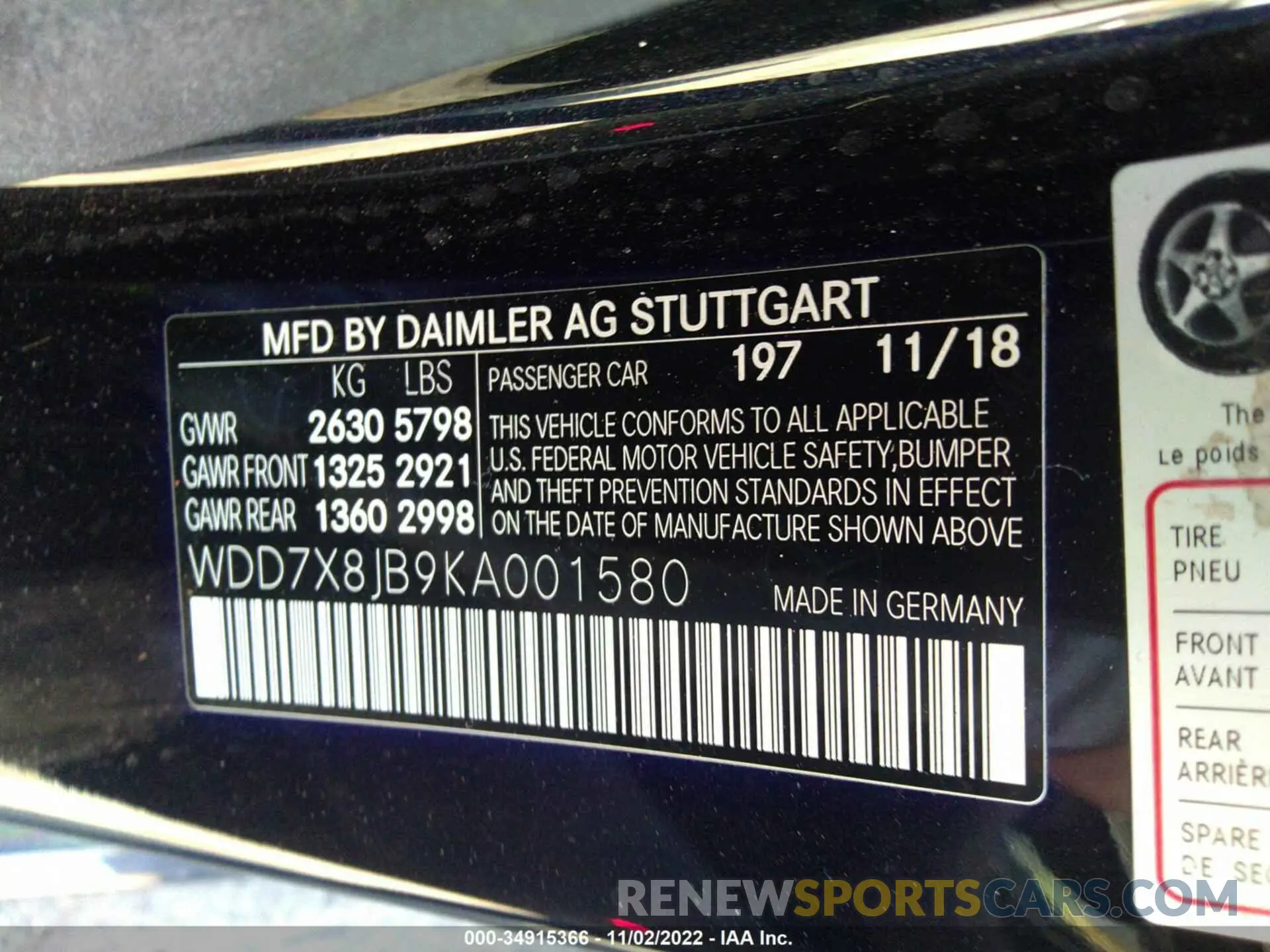 9 fotografías del automóvil dañado WDD7X8JB9KA001580 MERCEDES-BENZ AMG GT 2019