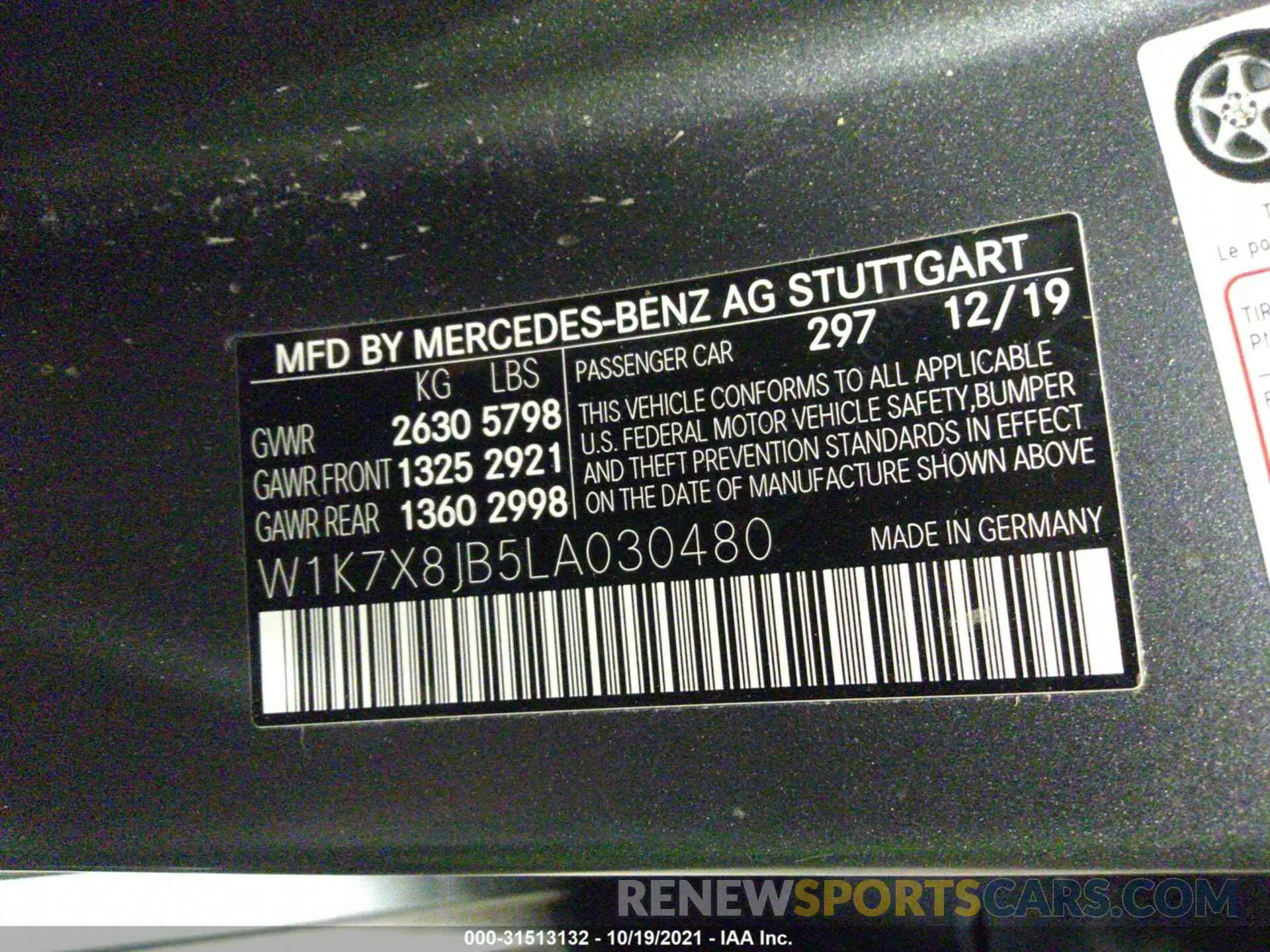 9 fotografías del automóvil dañado W1K7X8JB5LA030480 MERCEDES-BENZ AMG GT 2020