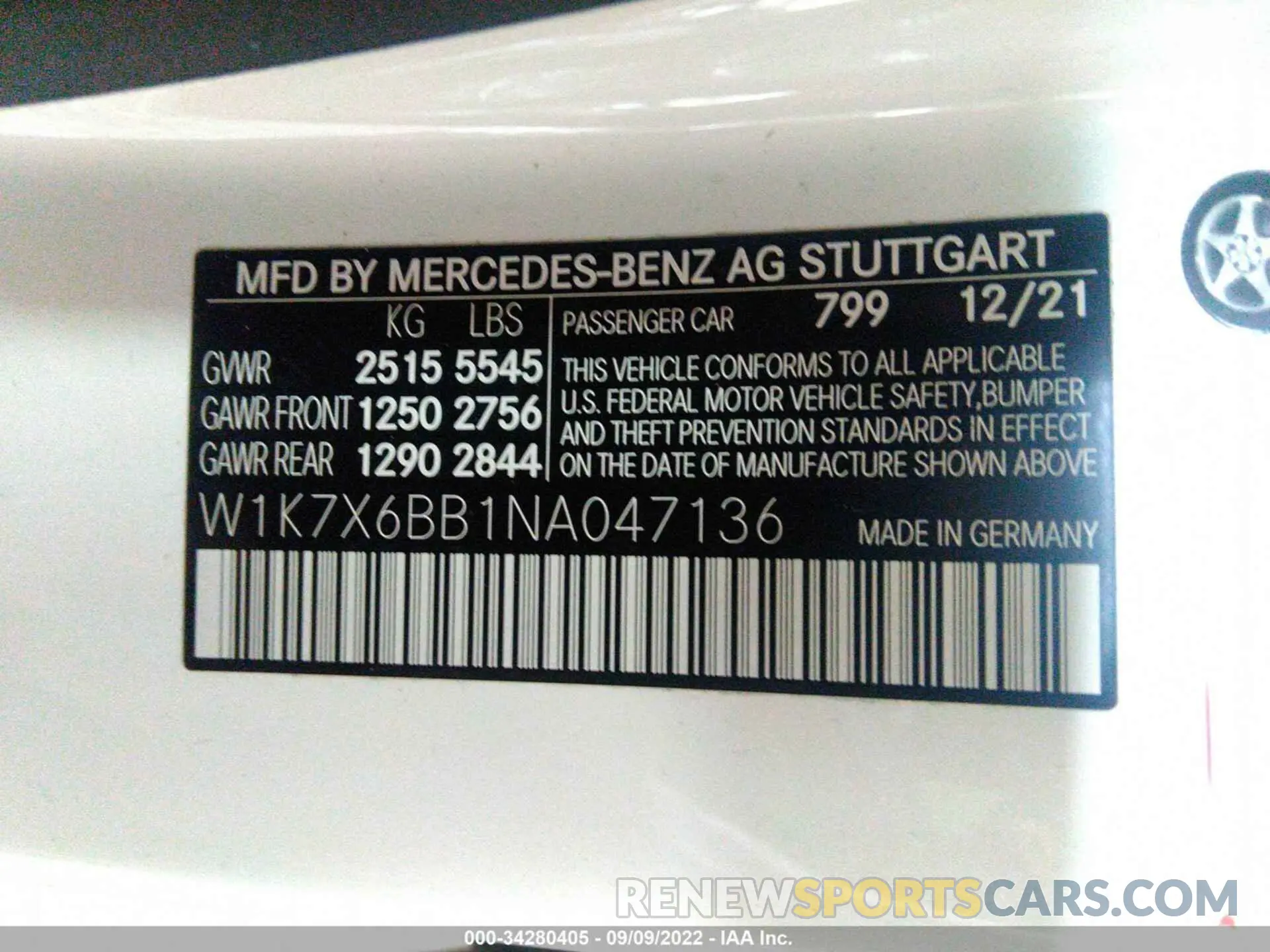 9 fotografías del automóvil dañado W1K7X6BB1NA047136 MERCEDES-BENZ AMG GT 2022