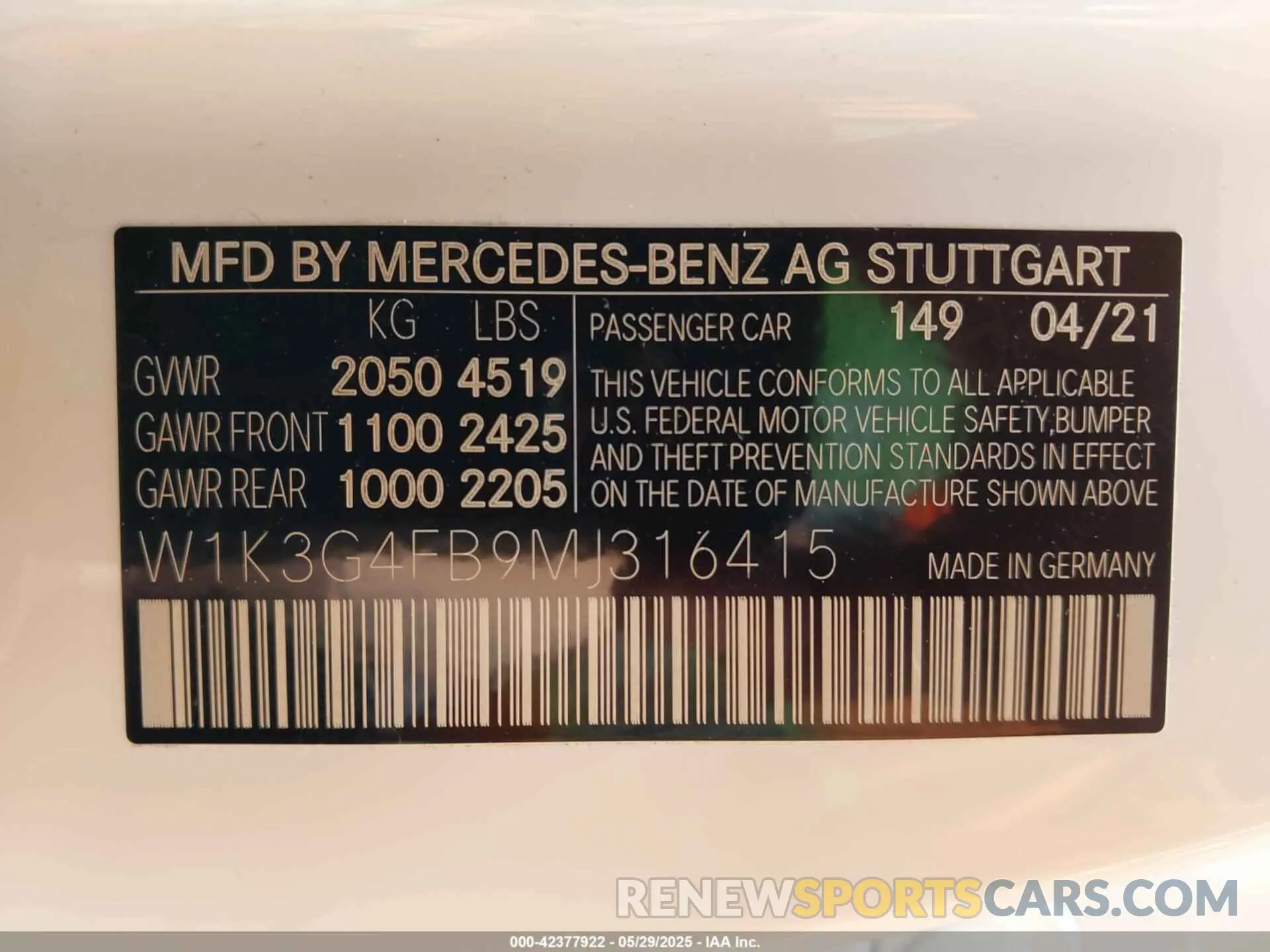 9 fotografías del automóvil dañado W1K7X5KB0MA041384 MERCEDES-BENZ AMG GT 43 4-DOOR COUPE 2021