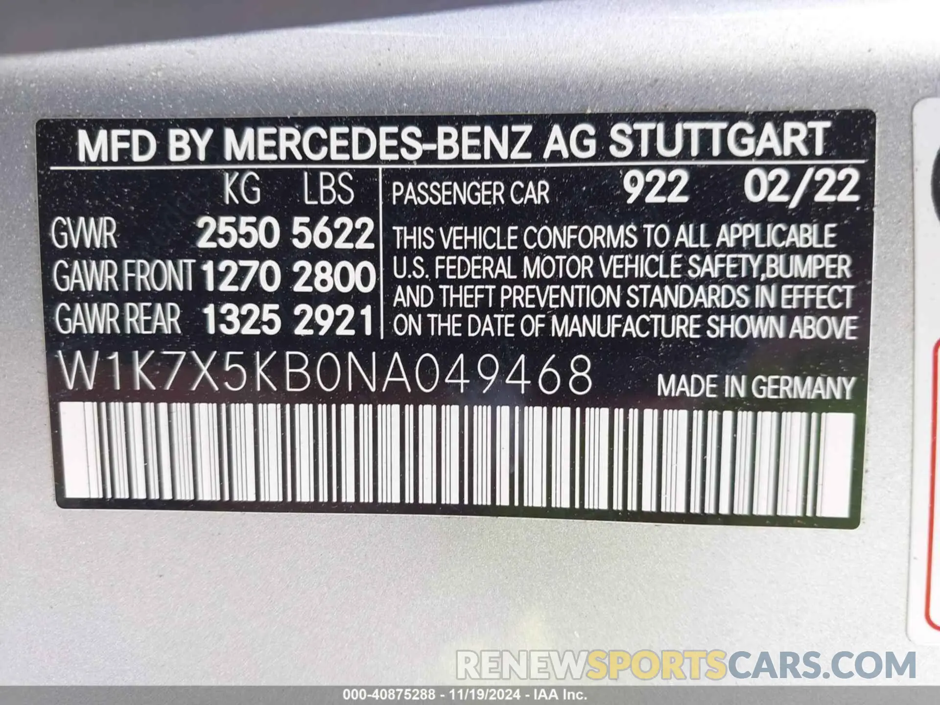 9 fotografías del automóvil dañado W1K7X5KB0NA049468 MERCEDES-BENZ AMG GT 43 4-DOOR COUPE 2022