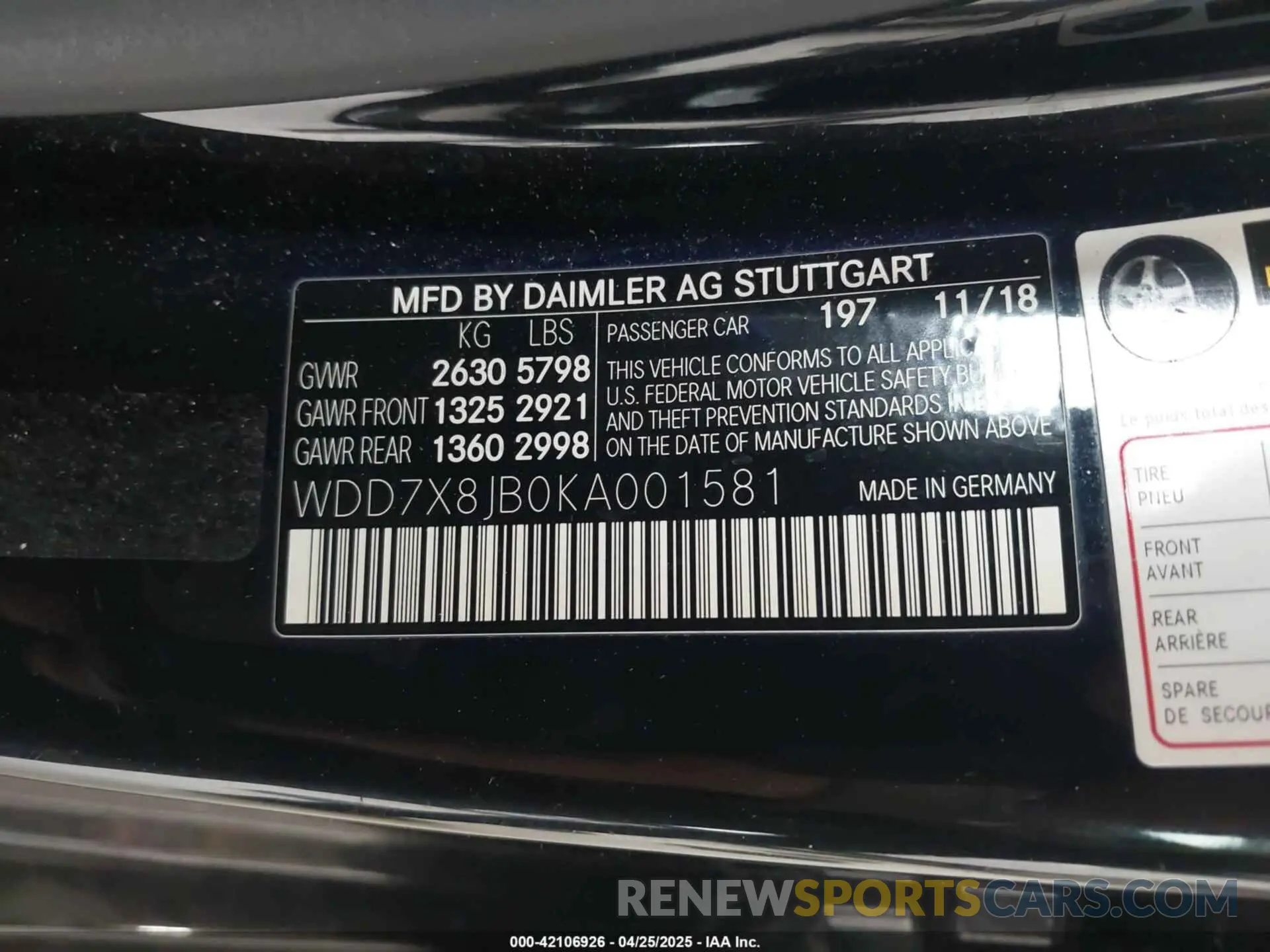 9 fotografías del automóvil dañado WDD7X8JB0KA001581 MERCEDES-BENZ AMG GT 63 4-DOOR COUPE 2019
