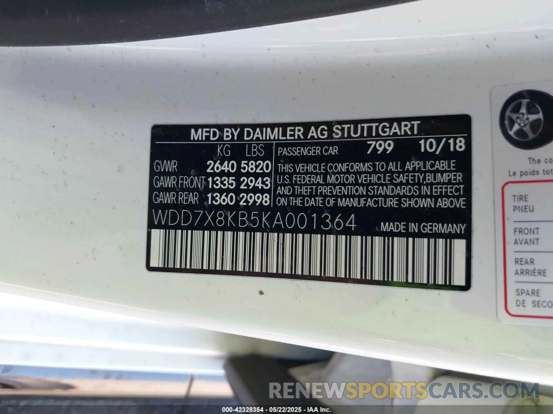 9 fotografías del automóvil dañado WDD7X8KB5KA001364 MERCEDES-BENZ AMG GT 63 4-DOOR COUPE 2019