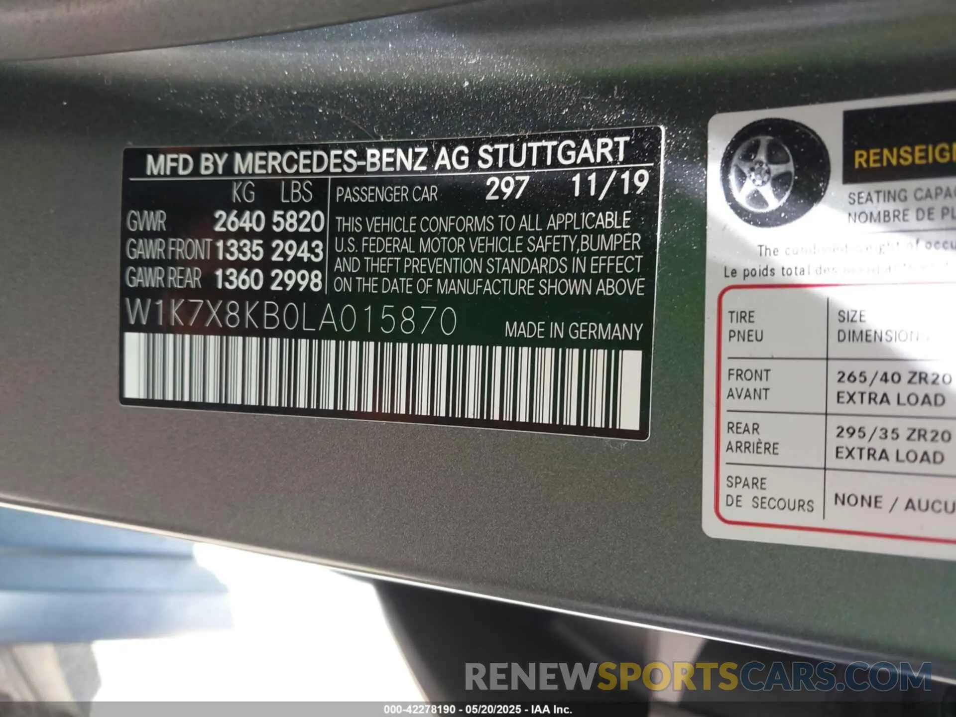 9 fotografías del automóvil dañado W1K7X8KB0LA015870 MERCEDES-BENZ AMG GT 63 4-DOOR COUPE 2020