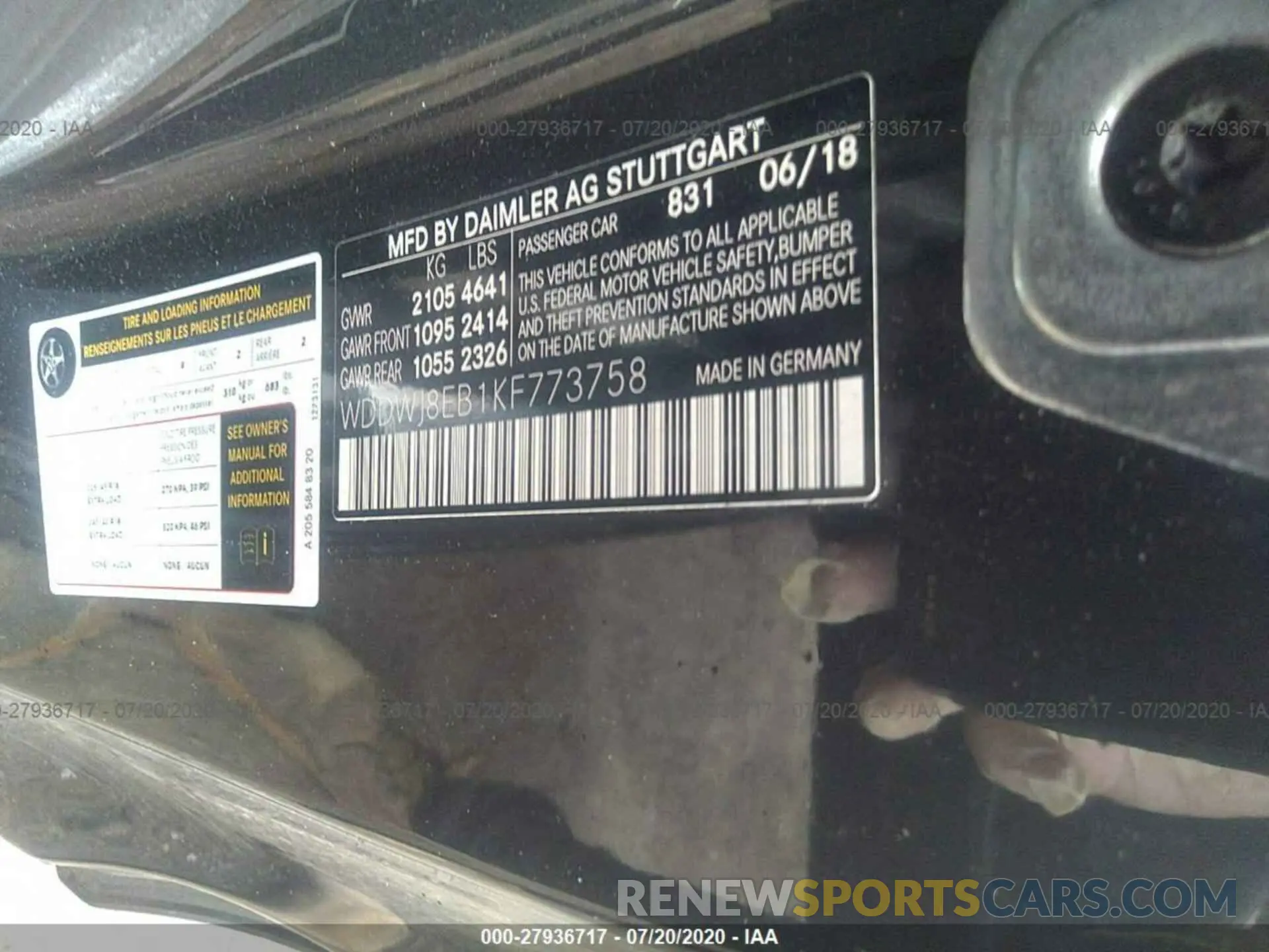 9 fotografías del automóvil dañado WDDWJ8EB1KF773758 MERCEDES-BENZ C 2019