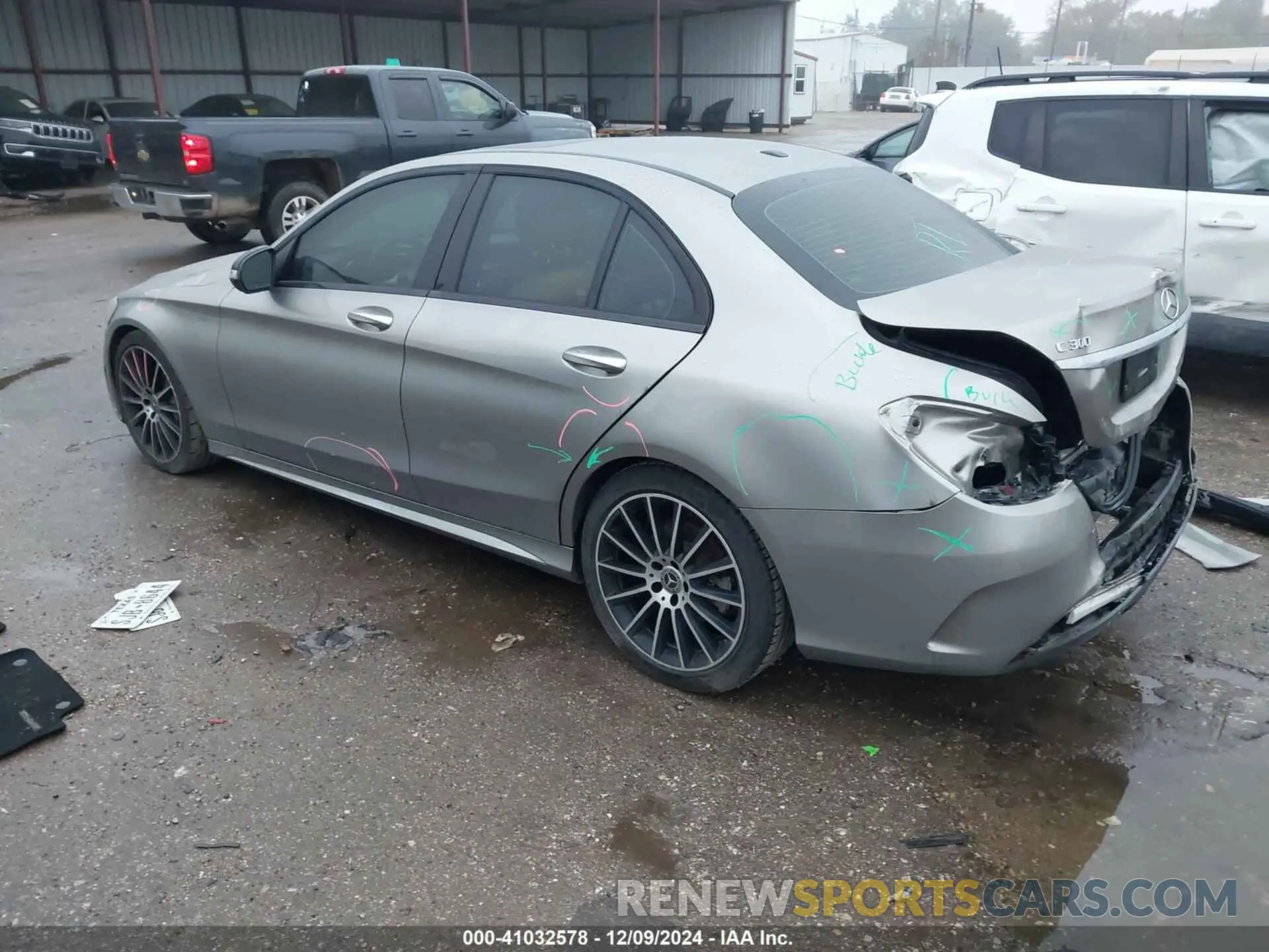 3 fotografías del automóvil dañado 55SWF8DB2KU308745 MERCEDES-BENZ C 300 2019