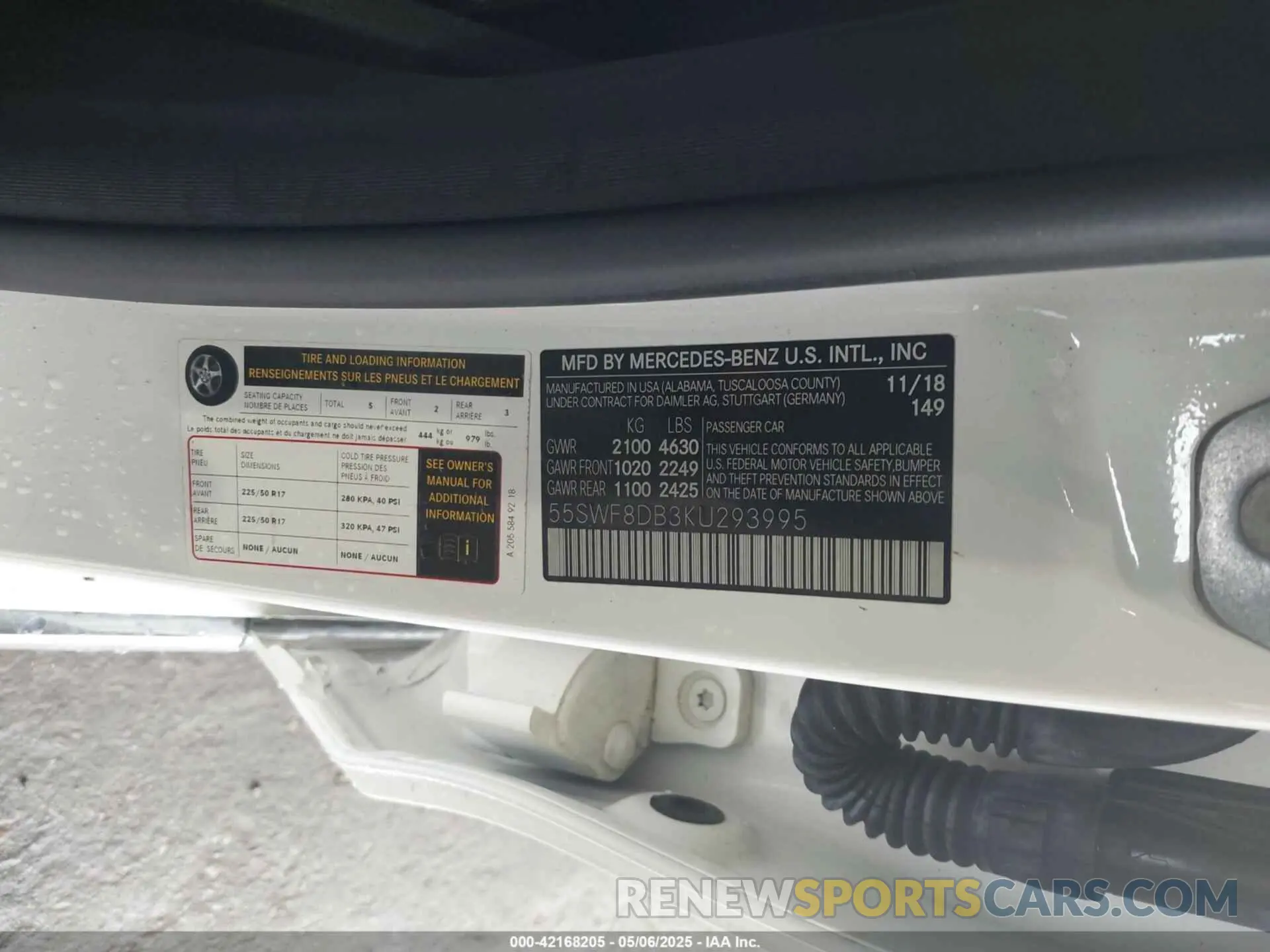 9 fotografías del automóvil dañado 55SWF8DB3KU293995 MERCEDES-BENZ C 300 2019