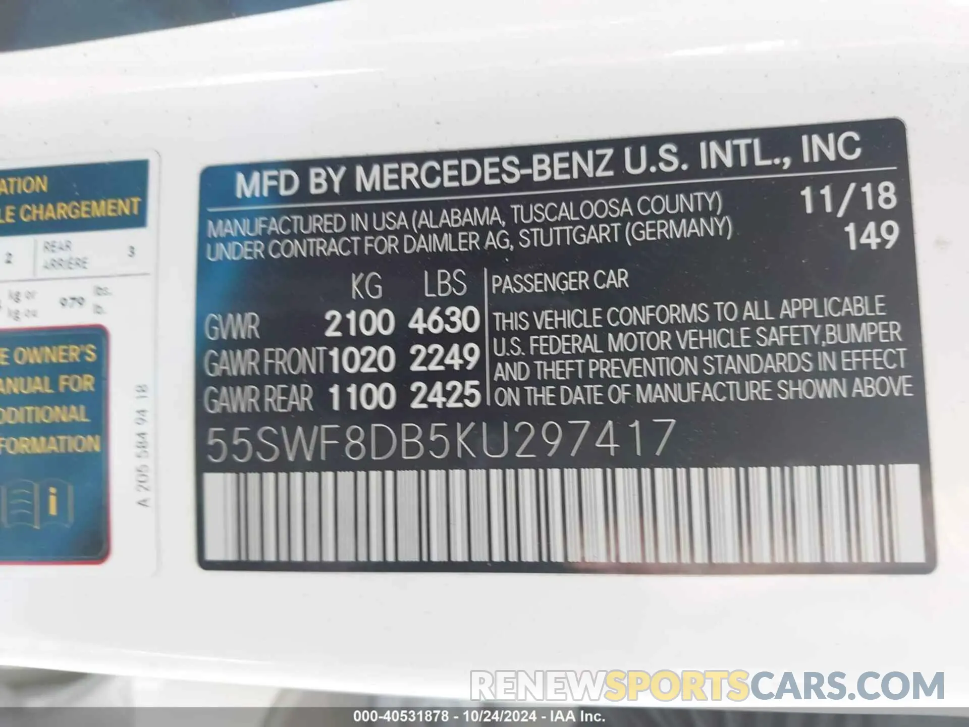 9 fotografías del automóvil dañado 55SWF8DB5KU297417 MERCEDES-BENZ C 300 2019