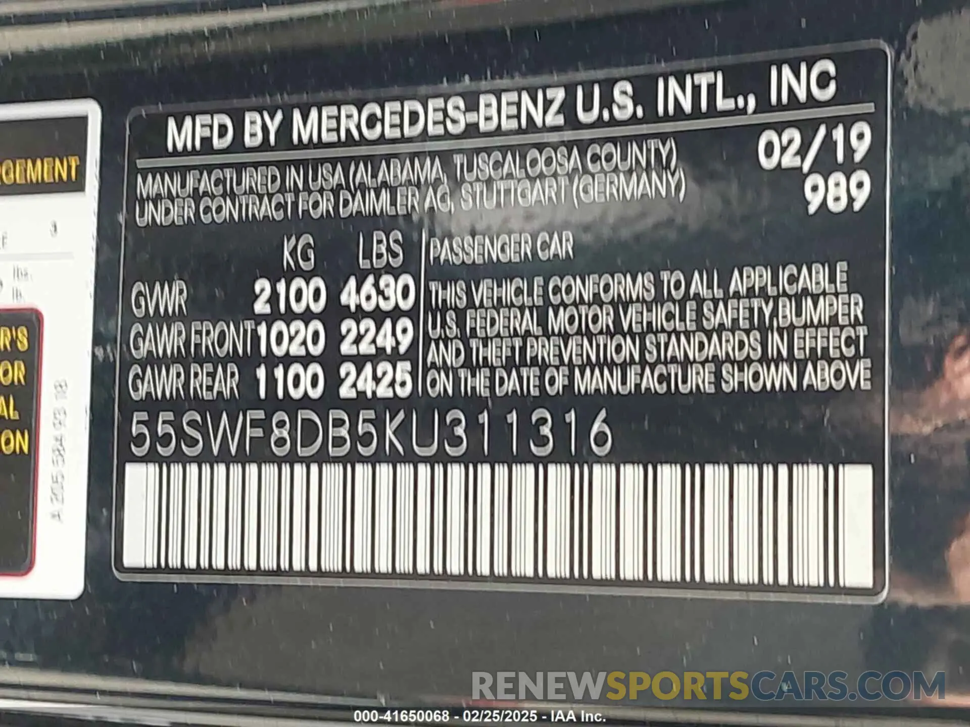 9 fotografías del automóvil dañado 55SWF8DB5KU311316 MERCEDES-BENZ C 300 2019